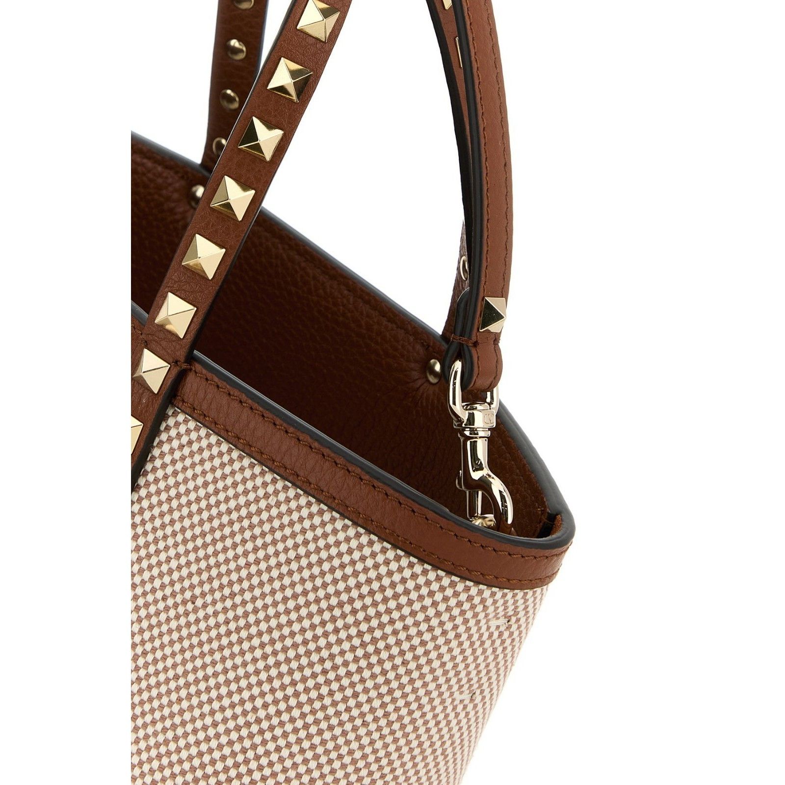 Valentino VALENTINO GARAVANI Rockstud Medium Two-Tone Natural Brown Ca Size ONE SIZE - 4 Thumbnail