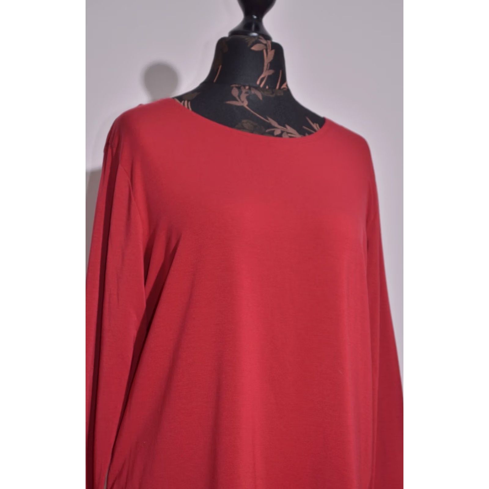Vintage Gudrun Sjoden Red Long Sleeve Lyocell Stretch Jersey Top L Womens Round Neck Casual Shirt Size L / US 10 / IT 46 - 2 Thumbnail