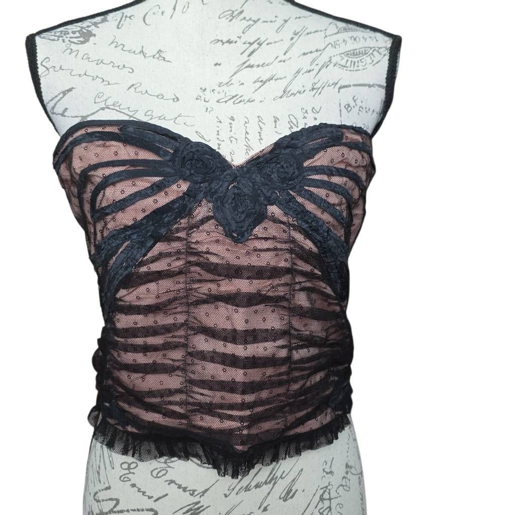 Free People Free People Women's Size XL Black Noir Lace Corset Crop Top Size XL / US 12-14 / IT 48-50 - 1 Thumbnail