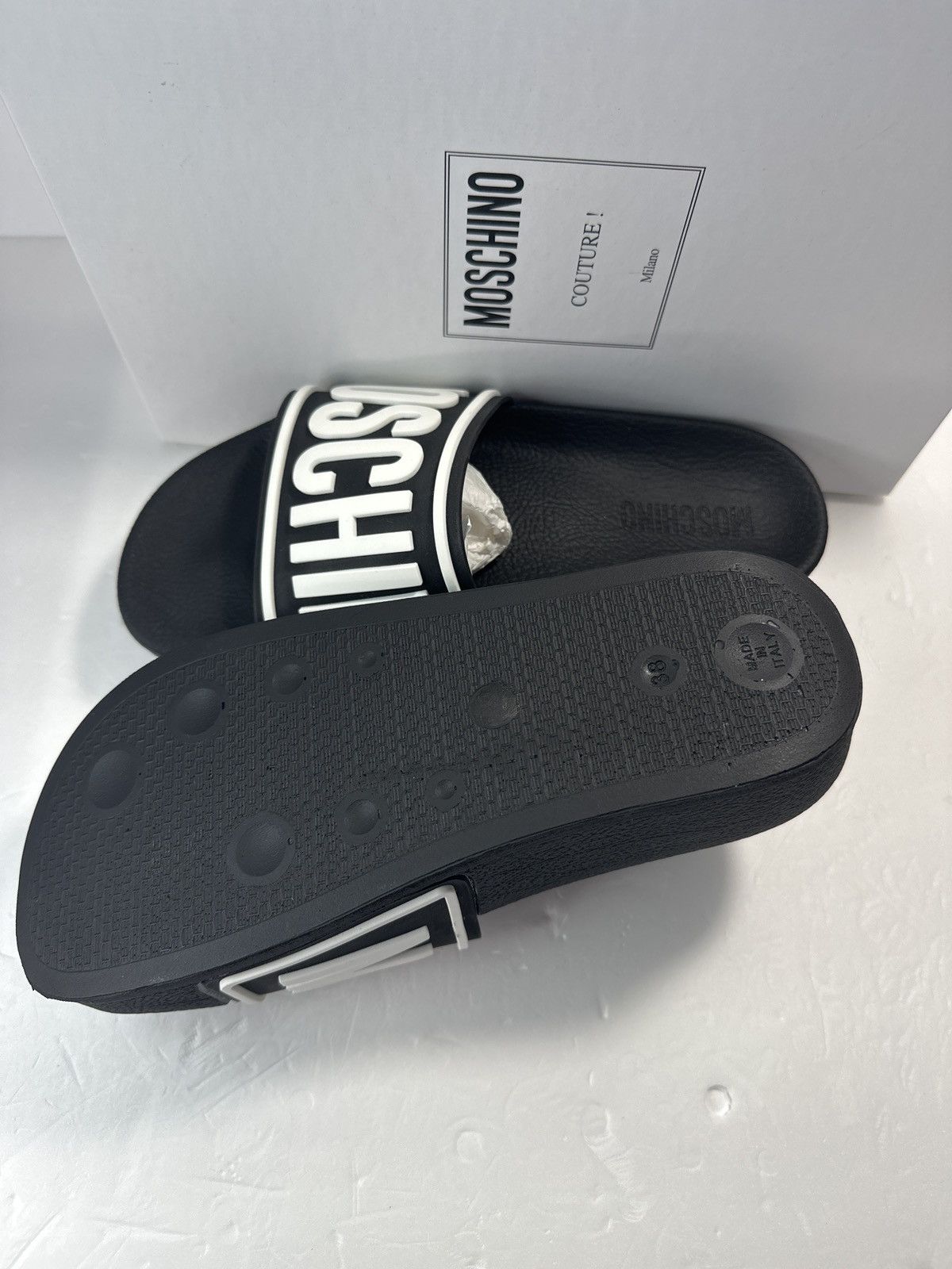 Moschino Moschino Logo Platform Slide Sandals Black Womens Size US 8 / IT 38 - 5 Thumbnail