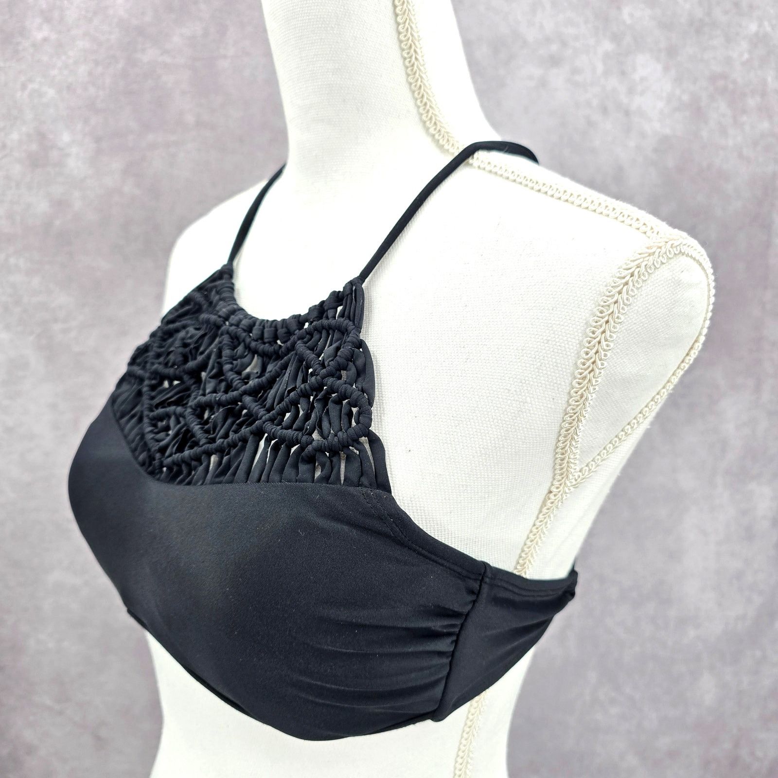 Other Xhilaration Black Crochet String Padded Bikini Top Swim M Size ONE SIZE - 4 Thumbnail