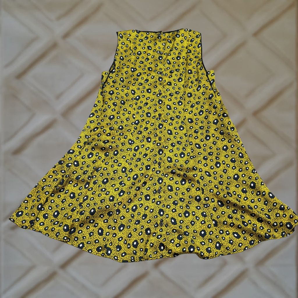 Zara Zara Basic Animal Print Sleeveless Shift Dress Womens Large Yellow Pockets Casual Size L / US 10 / IT 46 - 1 Thumbnail