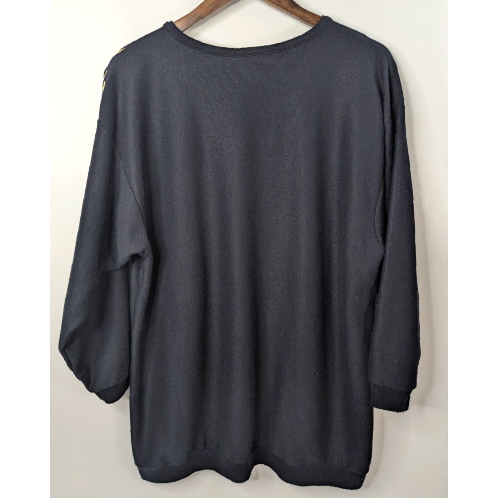 Vintage VINTAGE Nancy Scott Sweater Black 42 Womens Crew Neck Long Sleeve Cable-Knit Acrylic USA Fall 90s Graphic Print Mens Size M / US 6-8 / IT 42-44 - 3 Thumbnail