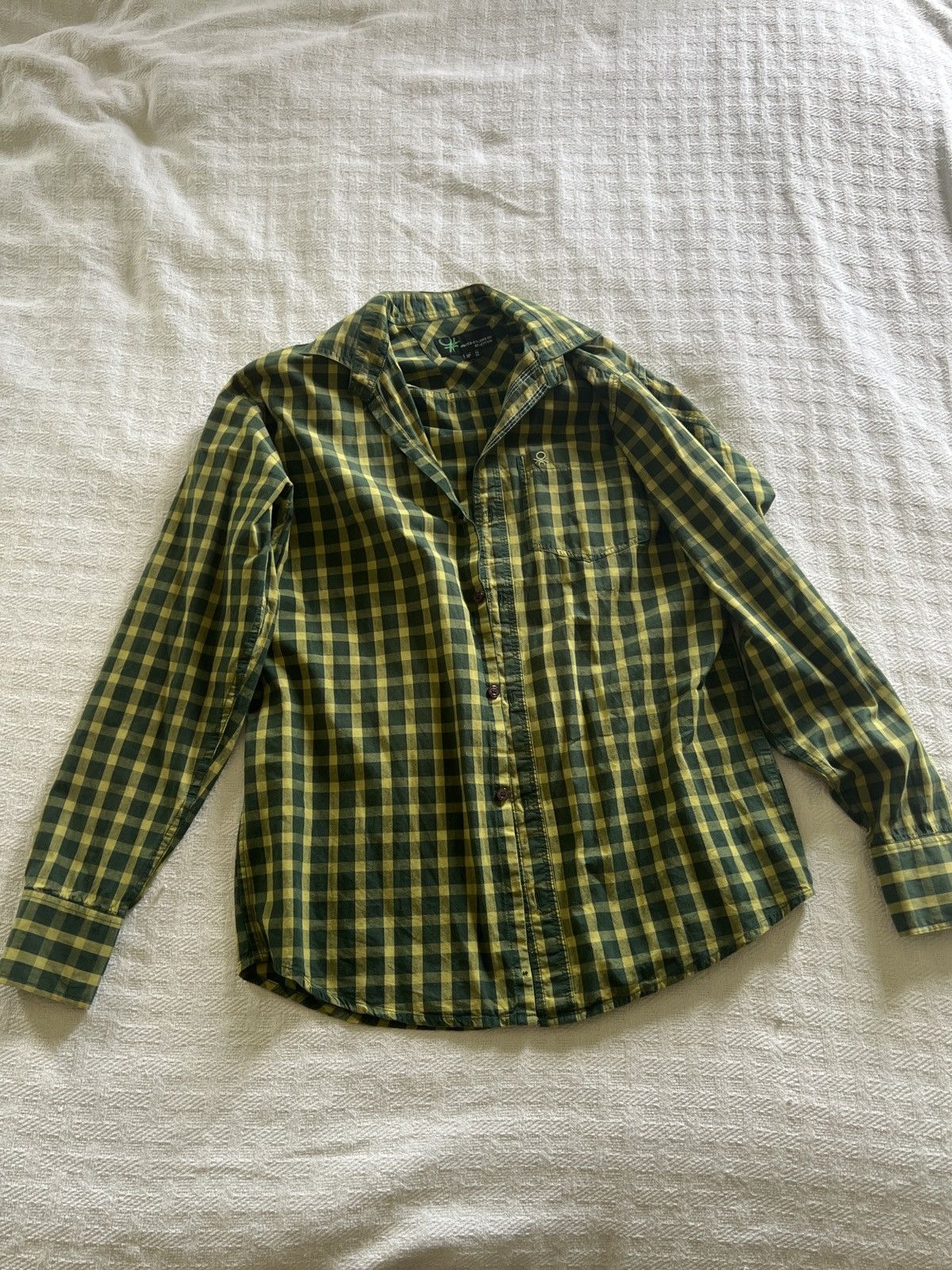 United Colors Of Benetton Green/Yellow button up shirt Size US XL / EU 56 / 4 - 1 Thumbnail