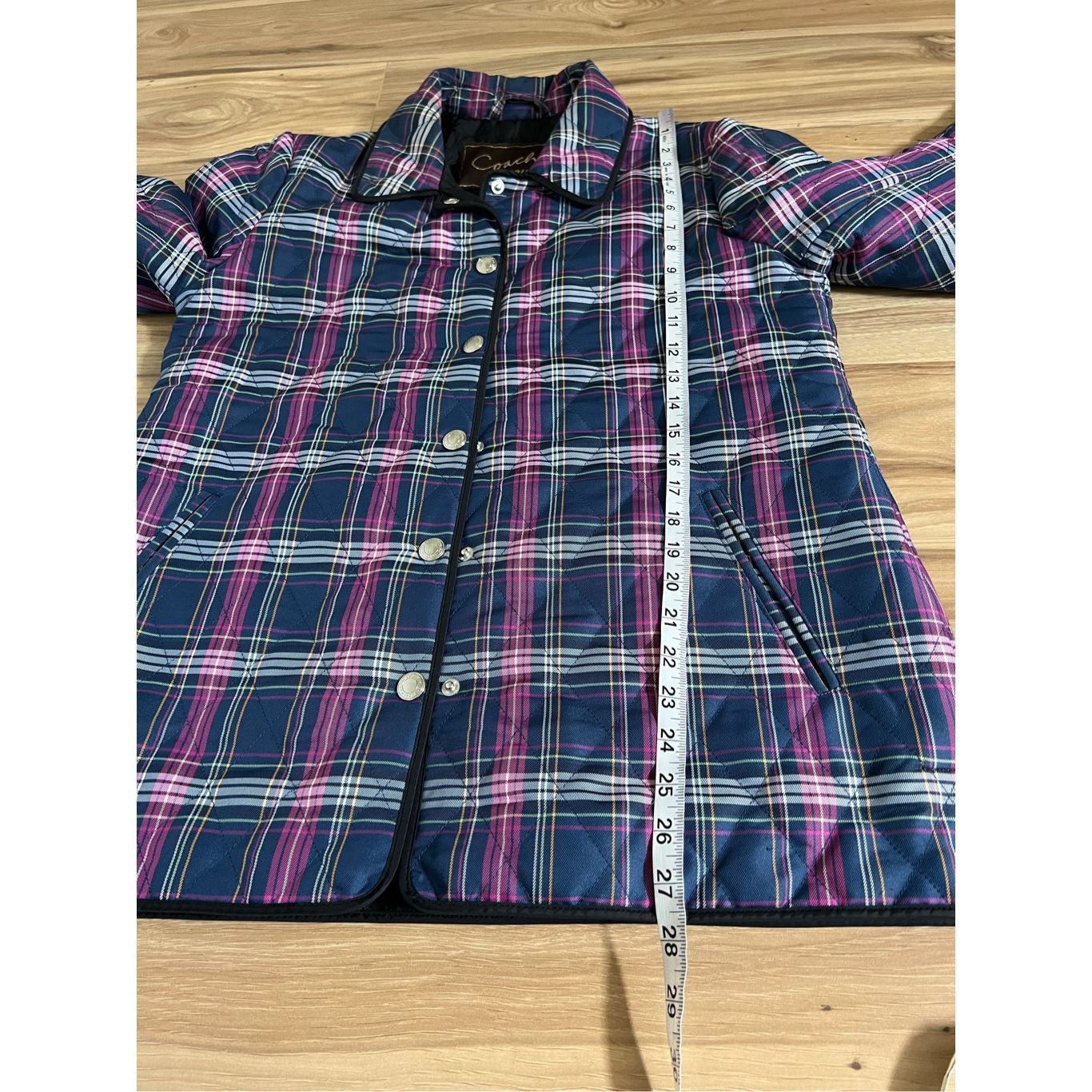 Coach Coach Quilted Navy Blue & Purple Plaid Print Long Sleeve Sna Size M / US 6-8 / IT 42-44 - 6 Thumbnail