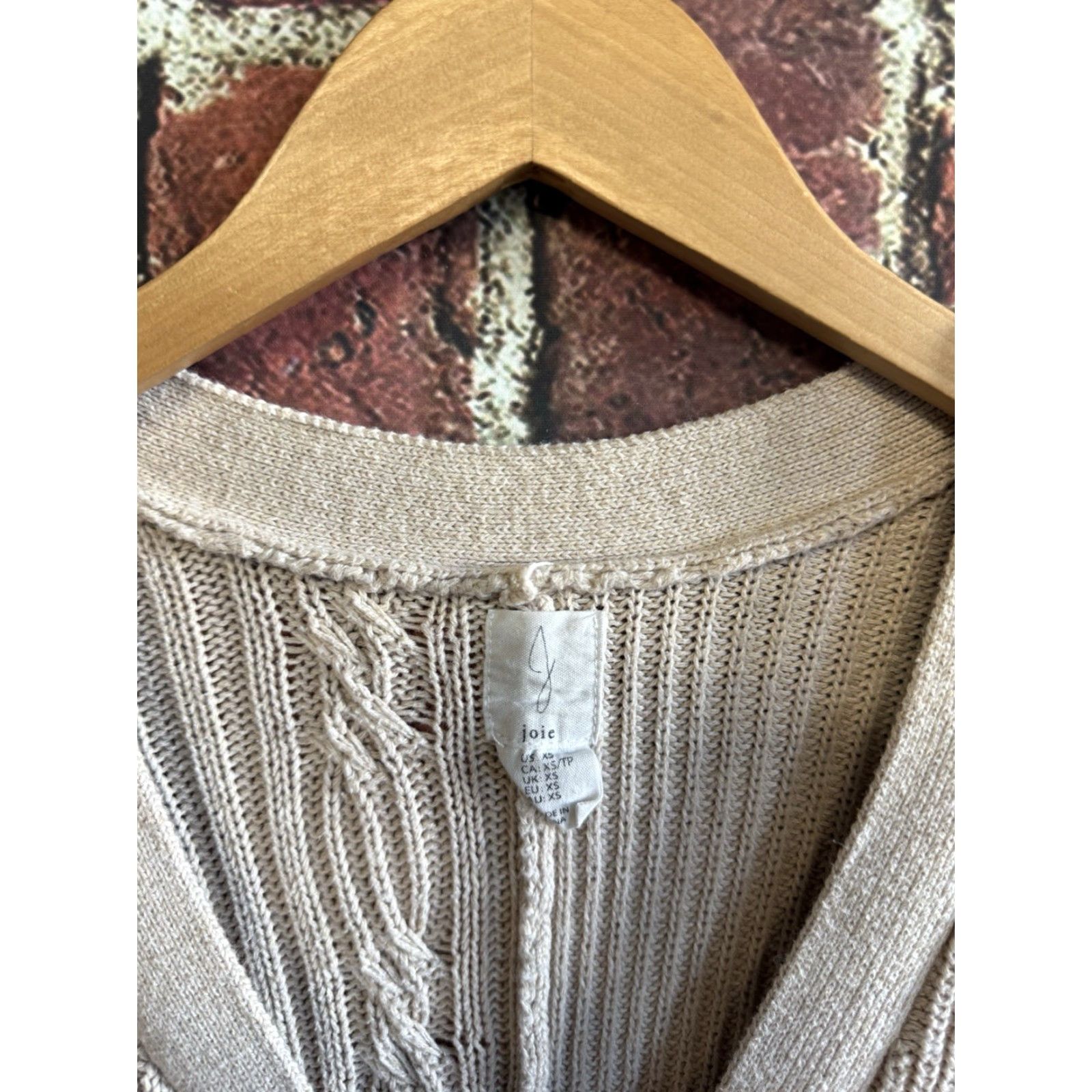 Joie VINTAGE Joie Cardigan Womens XS Cream Ribbed Knit Button Up Sweater Minimalist Size XS / US 0-2 / IT 36-38 - 3 Thumbnail