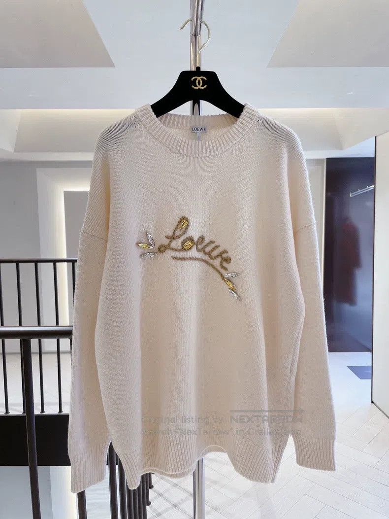 Loewe Loewe Signature logo gem sweater, advanced ivory white Size XS / US 0-2 / IT 36-38 - 1 Thumbnail