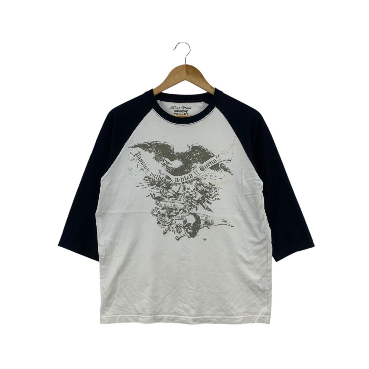 Other RUSH HOUR EAGLE Skull Bones Floral Raglan Tee Shirt Top Size L / US 10 / IT 46 - 1 Thumbnail