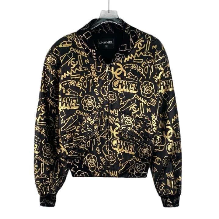 Chanel Chanel Egyptian Series Black Logo Graffiti Leather Jacket Size XS / US 0-2 / IT 36-38 - 1 Thumbnail