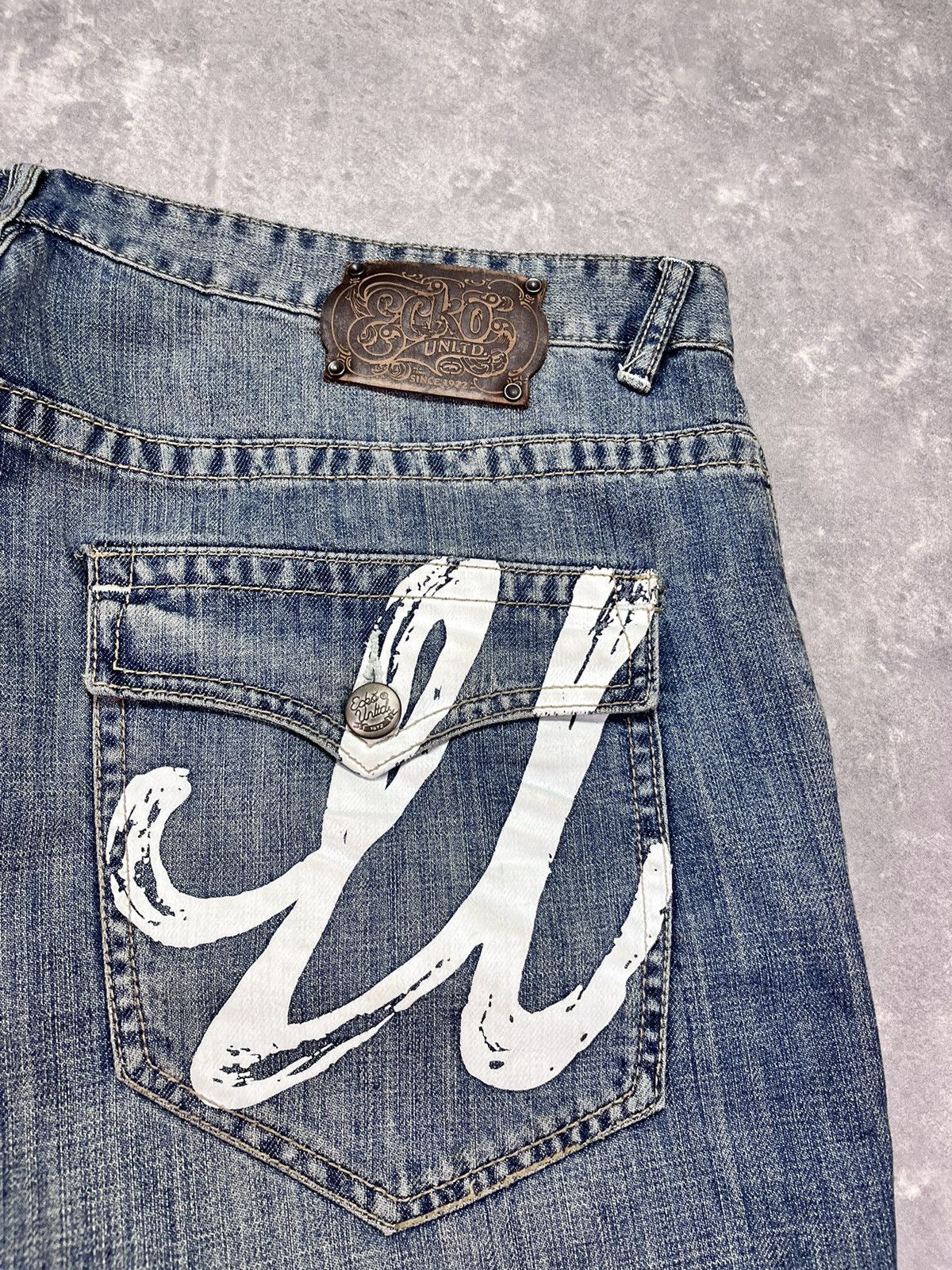 Ecko Unltd. Crazy 2000s Ecko Unltd. Grafitti Printed Flaps Baggy Jeans Size US 40 / EU 56 - 9 Thumbnail