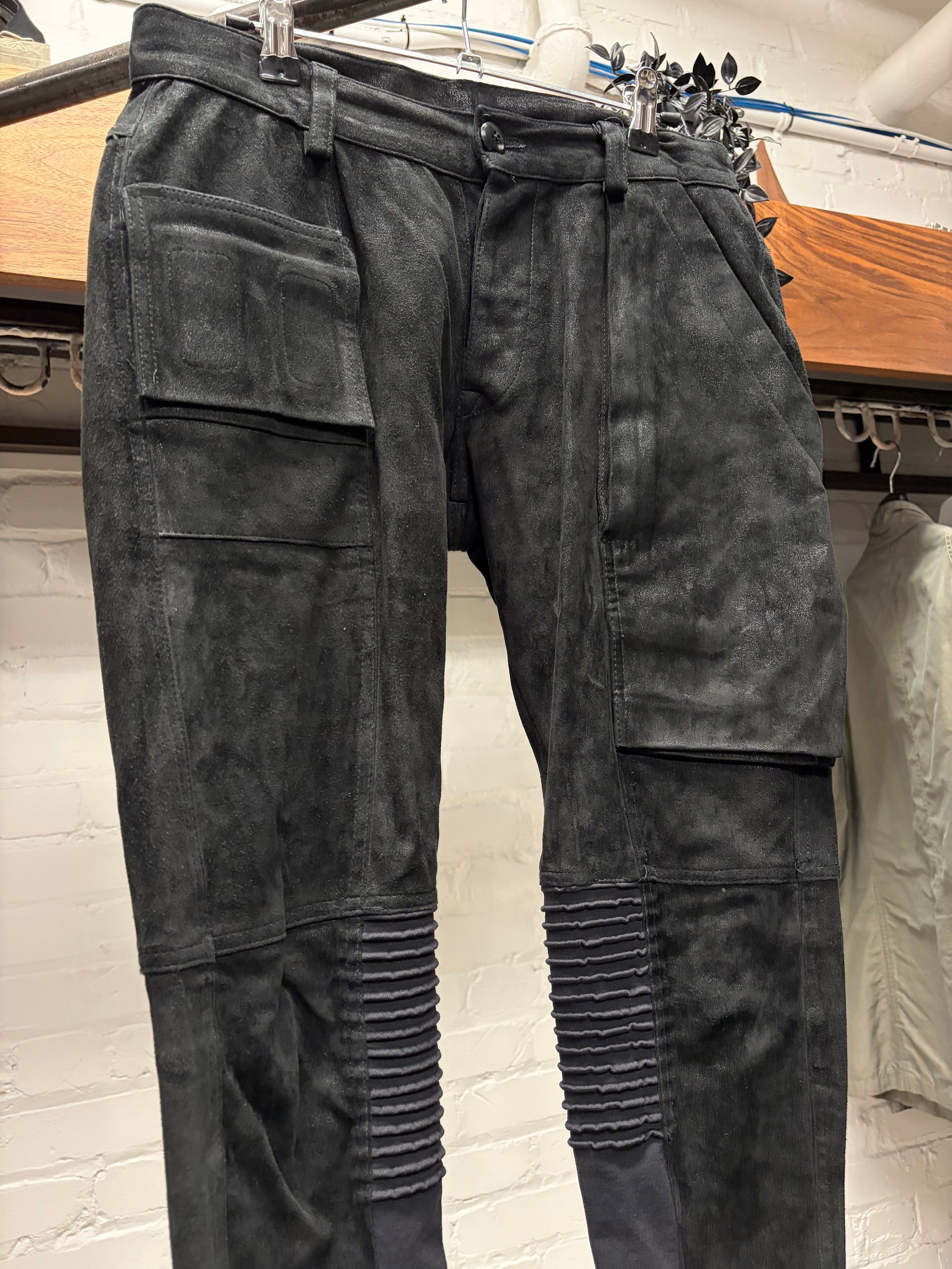 Rick Owens SS2015 Rick Owens ‘Faun’ Black Suede ‘Memphis Cut’ Leather Biker Pants Size US 30 / EU 46 - 2 Thumbnail