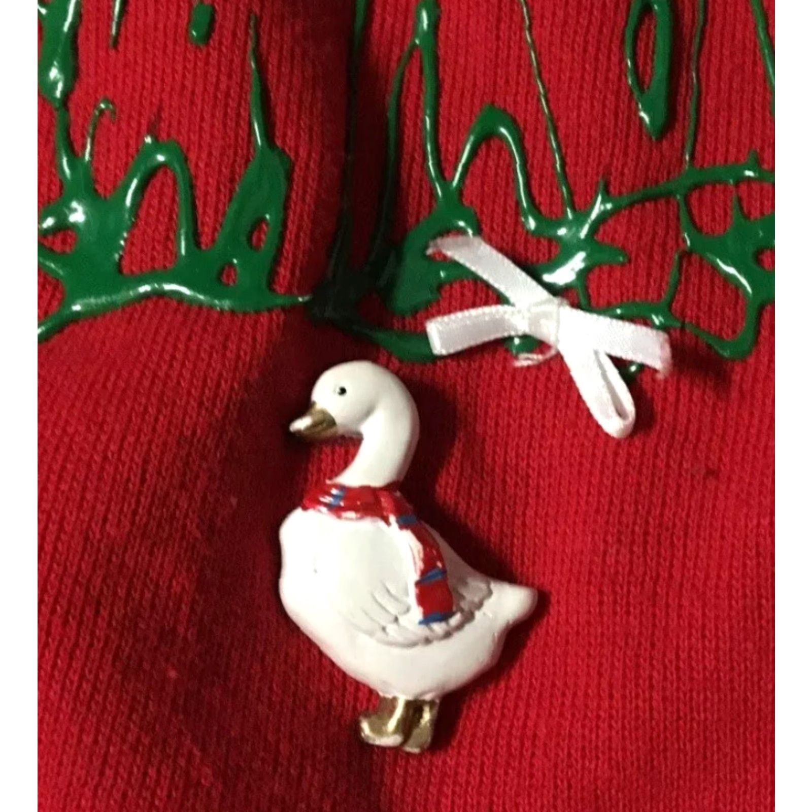 Vintage Vtg 80s Christmas Tree Duck Sweatshirt L USA Action Men Red Santa Vaporwave Grunge 90s Cartoon Art Holiday Size US L / EU 52-54 / 3 - 3 Thumbnail