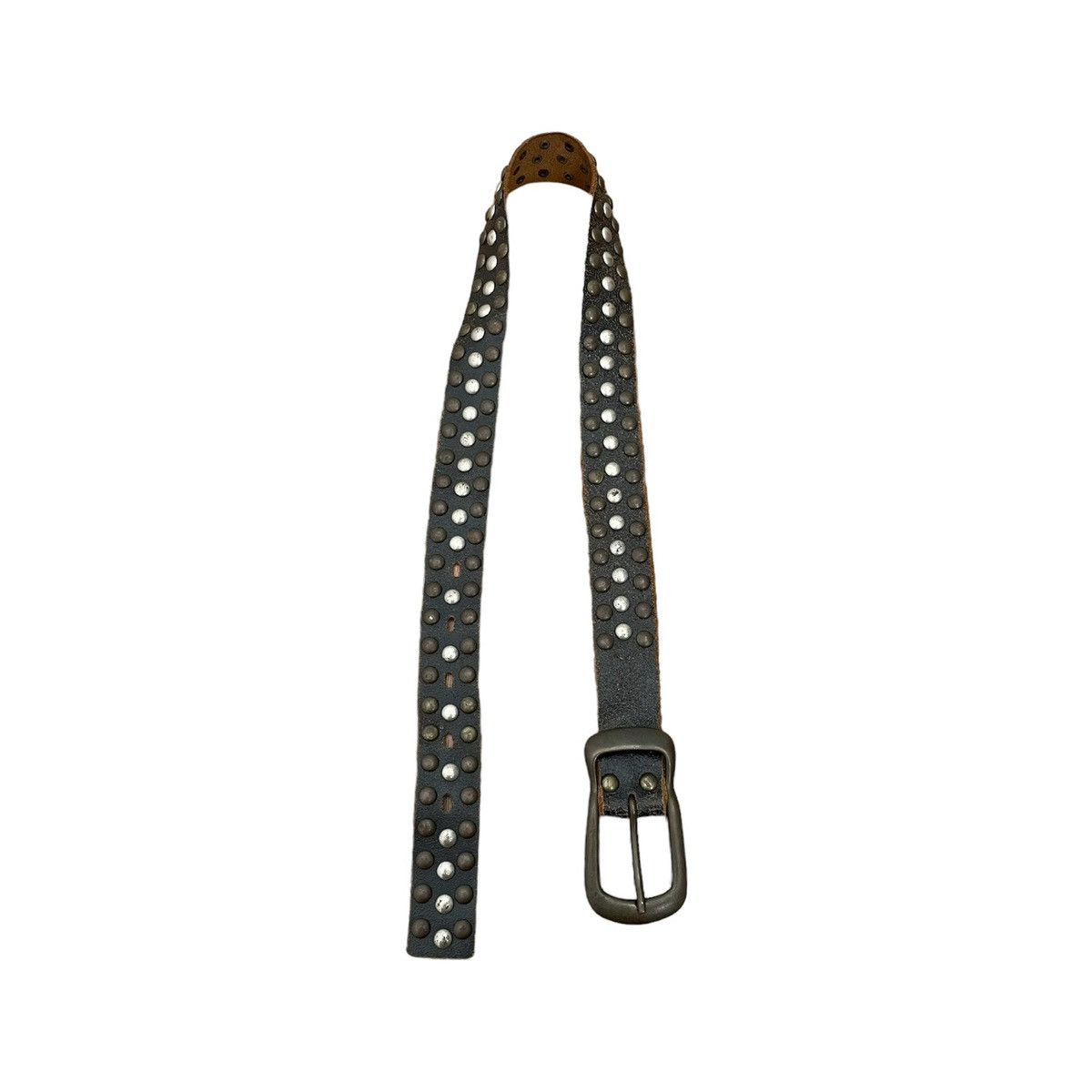 【TORNADO MART】python leather studs belt Japanese Brand × Tornado Mart Tornado Mart Black Leather Studded