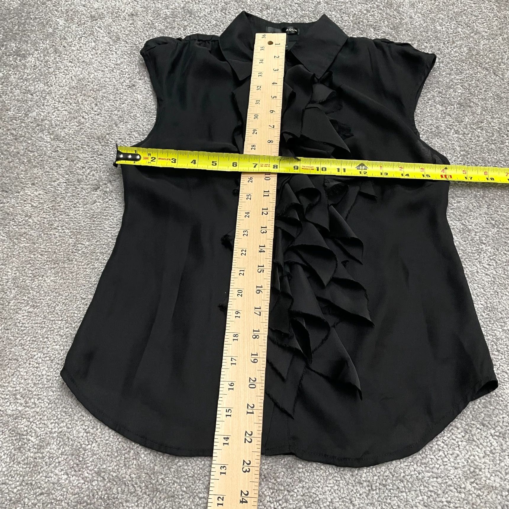 AQUA Aqua Blouse Womens XS Black Sleeveless Button Down Ruffles Top Size XS / US 0-2 / IT 36-38 - 7 Thumbnail
