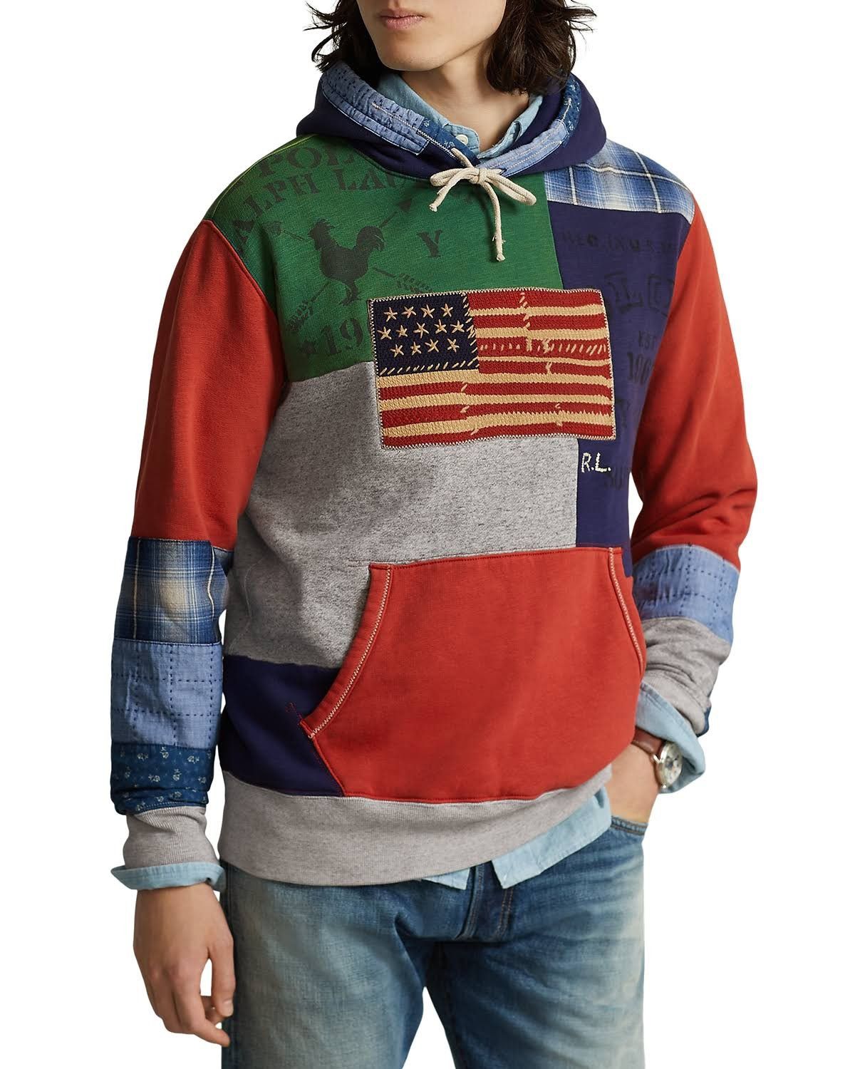 Polo Ralph Lauren Polo Ralph Lauren Patchwork pouch-pockets hoodie Americana Size US M / EU 48-50 / 2 - 17 Thumbnail