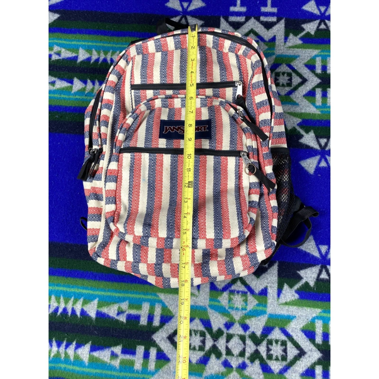 Jansport VINTAGE JanSport Big Student Backpack Red White & Blue Tweed Heavy USA Backpack Men Blue Tweed USA Sports Men's Backpack Size ONE SIZE - 2 Thumbnail