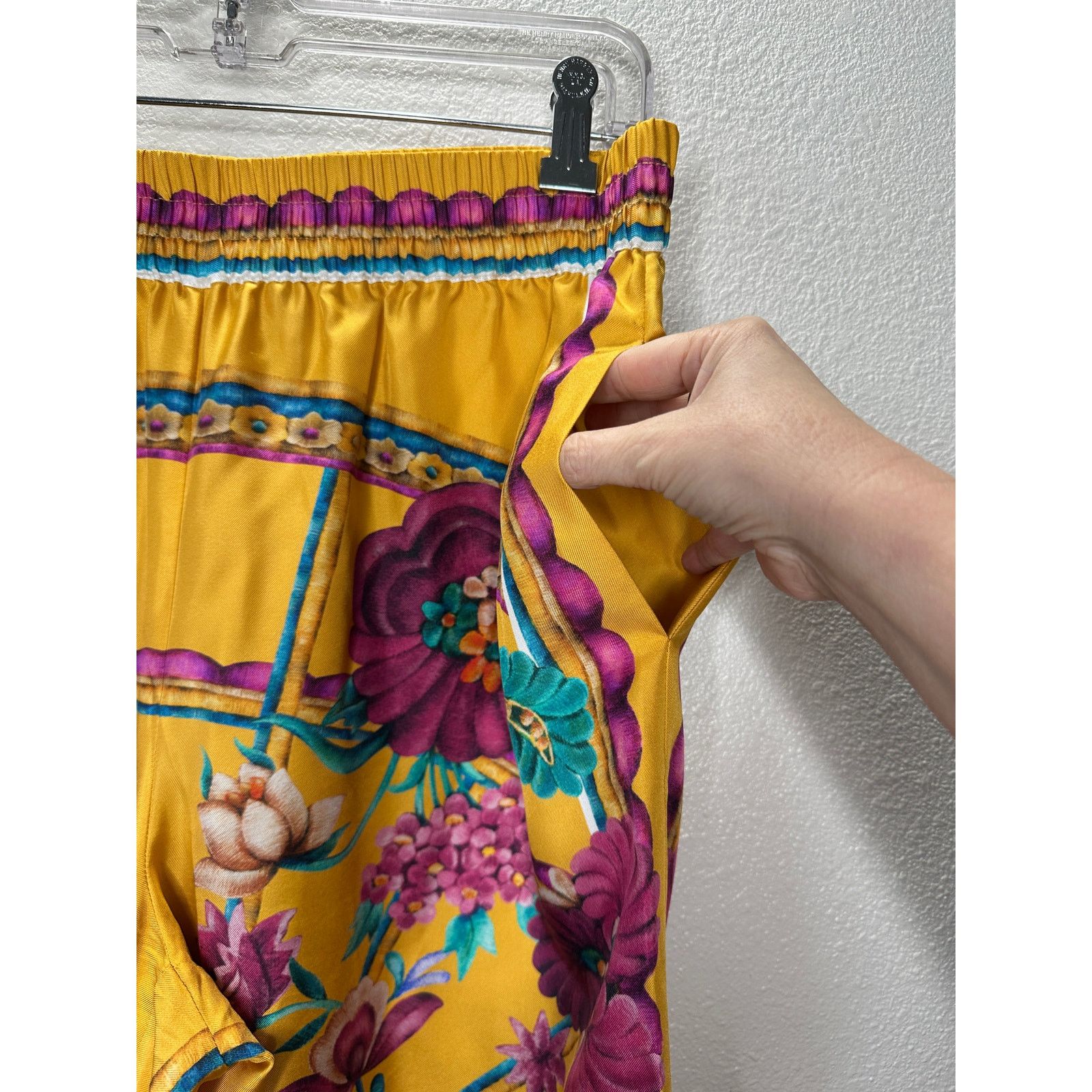 La DoubleJ La DoubleJ Yellow Multi-Color Printed Silk Palazzo Pant XL Size 36" / US 14 / IT 50 - 7 Thumbnail