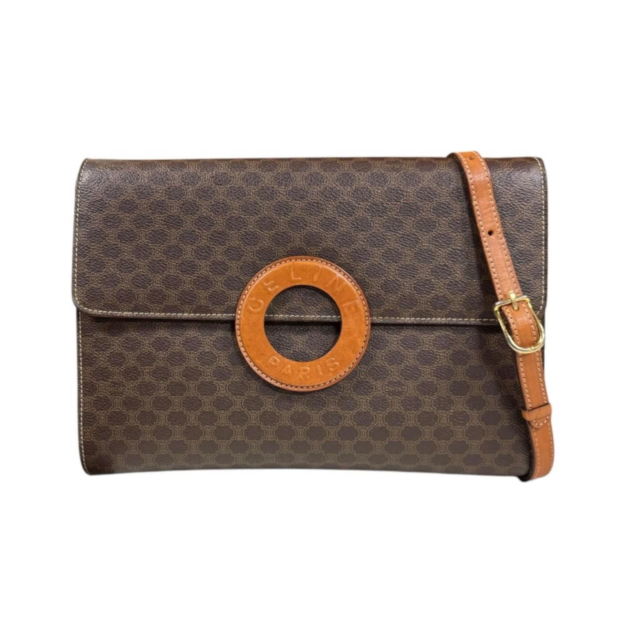 Celine Celine Macadam Shoulder Bag, Coated Canvas, Brown, Women's, CELINE 2-way Clutch Bag Size ONE SIZE - 1 Thumbnail