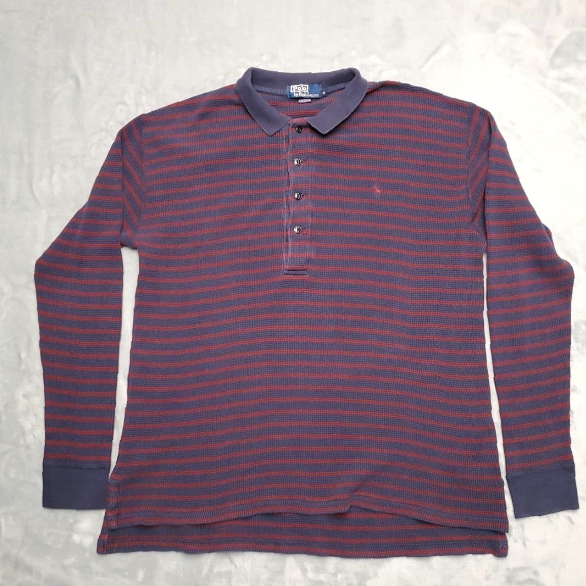 Polo Ralph Lauren Polo Ralph Lauren Shirt Mens XL Red Blue Stripe Waffle Thermal Rugby Made in USA Ribbed Knit Polo Shirt Mens XL Red/Blue Stripe USA Vintage Mens Size US XL / EU 56 / 4 - 4 Thumbnail