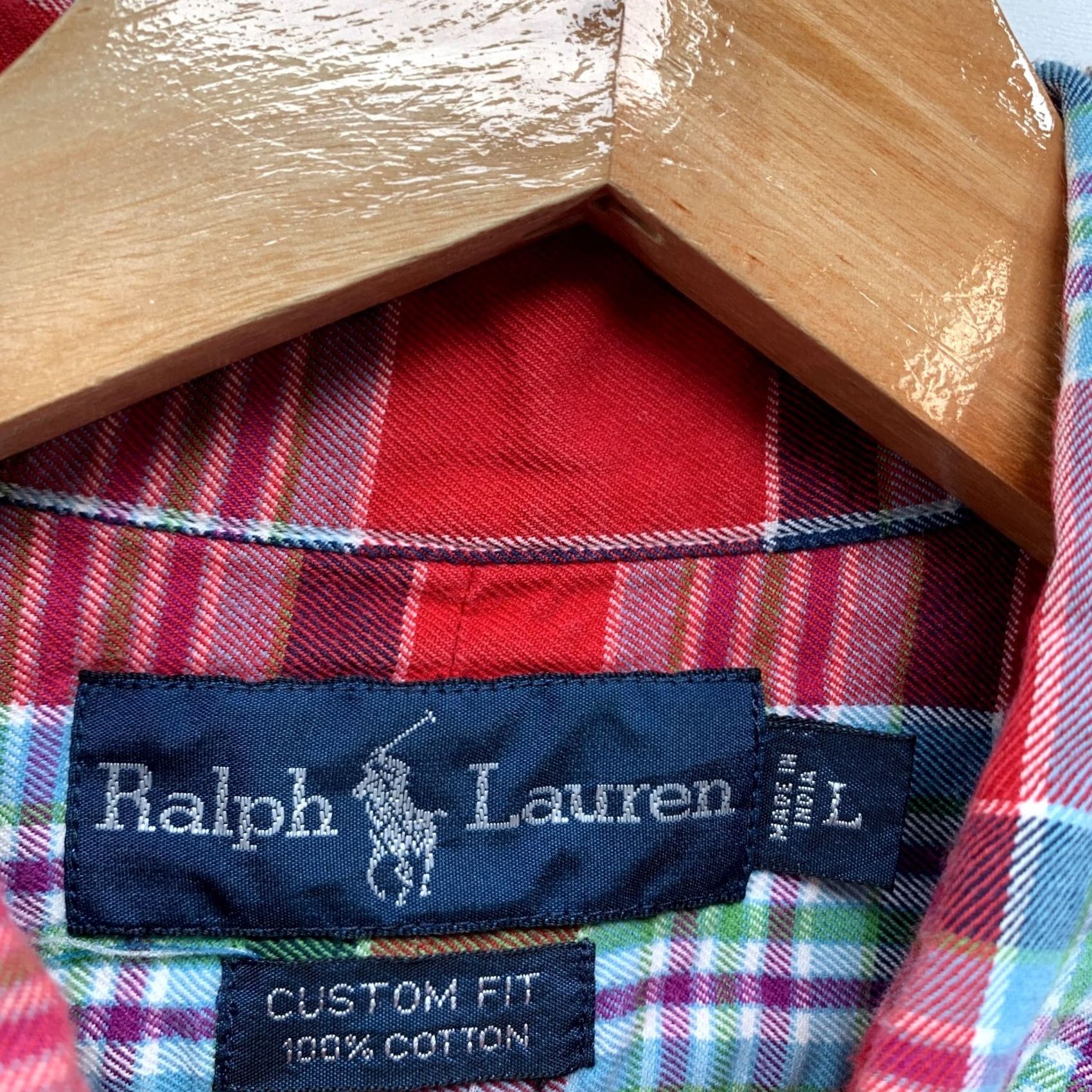 Ralph Lauren Ralph Lauren Button Down Shirt Men L Red Blue Plaid Long Sleeve Custom Fit Size US L / EU 52-54 / 3 - 7 Thumbnail