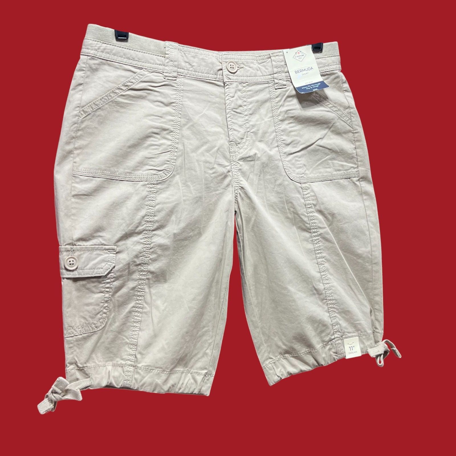 Other St. John's Bay - Women's Mid-Rise Cargo Bermuda Short - Beig Size 27" / US 4 / IT 40 - 15 Thumbnail