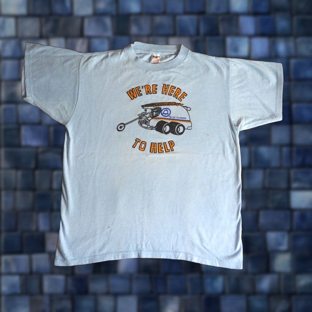 Bell VTG 70s 80s Bell Telephone AT&T Biker Promo Blue Faded USA Tee T-Shirt L Size US L / EU 52-54 / 3 - 1 Thumbnail