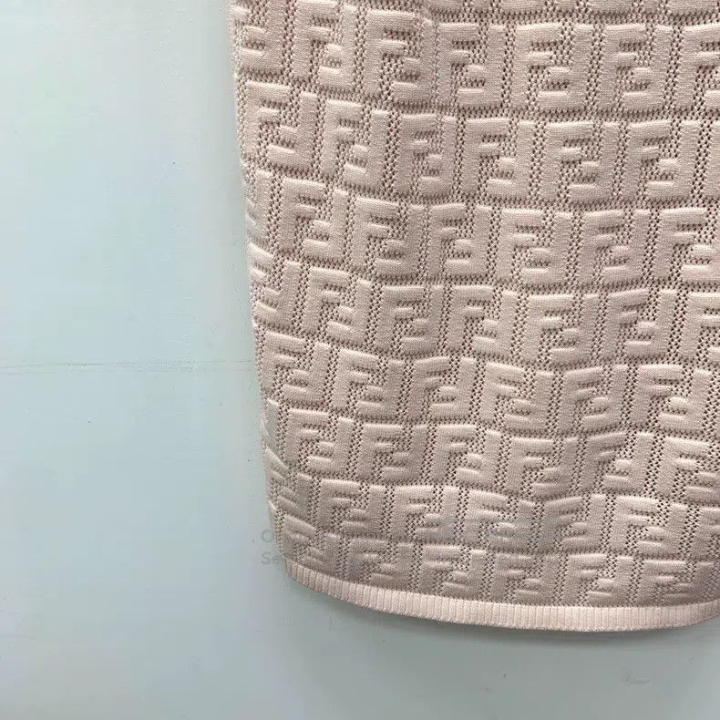 Fendi Fendi Pink Logo Letter Full Print Camisole Knit Dress Size XS / US 0-2 / IT 36-38 - 5 Thumbnail