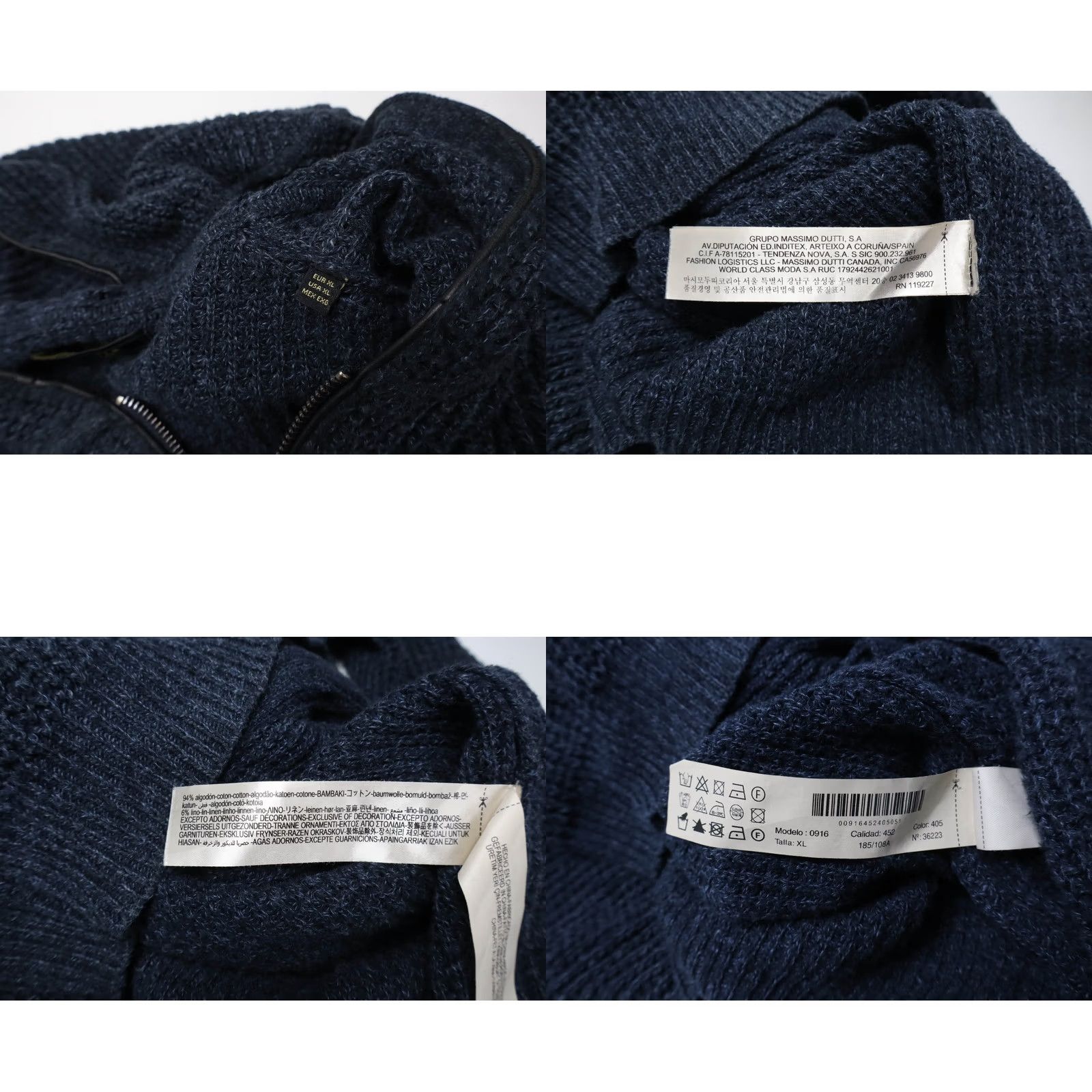 Massimo Dutti MASSIMO DUTTI Jumper Men's XL Full Zip Knitted Hooded Blue Cotton Linen Blend Size US XL / EU 56 / 4 - 8 Thumbnail