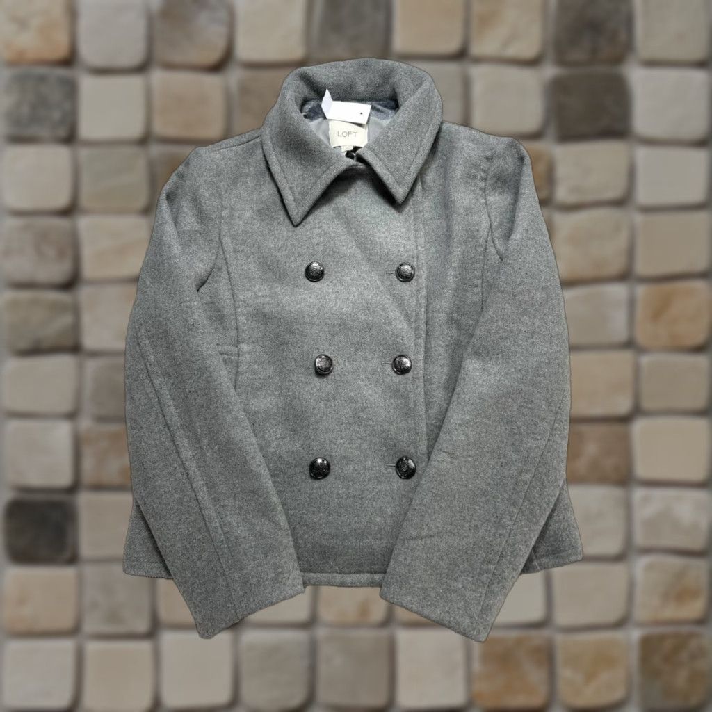 VINTAGE Loft Jacket Womens Small Gray Fleece Peacoat New