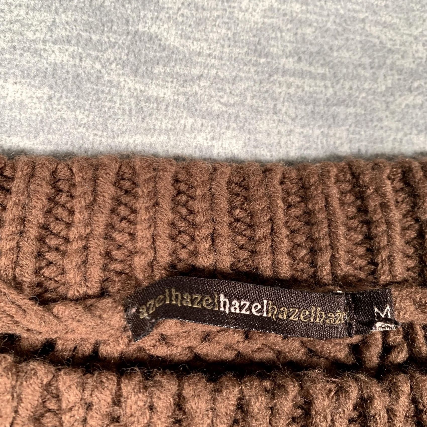 Vintage Hazel Sweater Womens Medium Brown Cable Knit Boat Neck Cropped Pullover Size M / US 6-8 / IT 42-44 - 5 Thumbnail