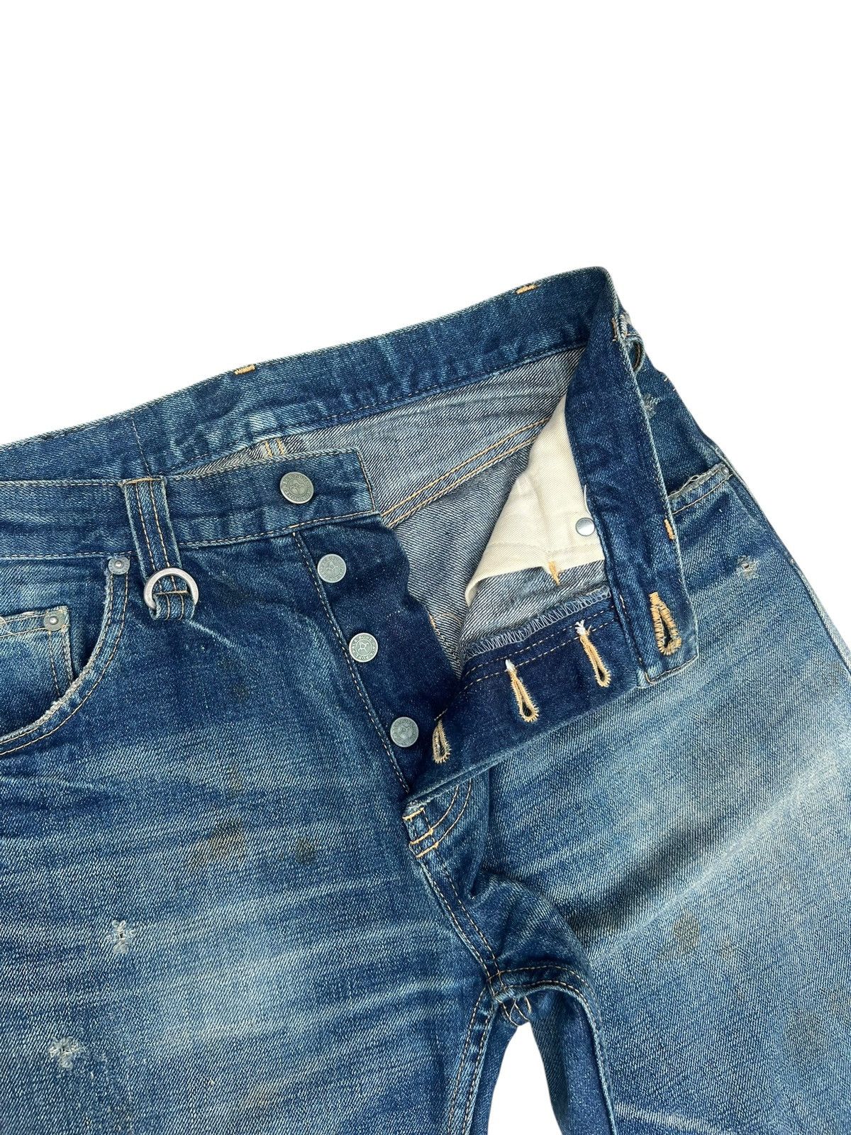 Backbone Vintage BackBone Distress Mud Denim Bootcut Selvedge Jeans Size US 31 - 7 Thumbnail