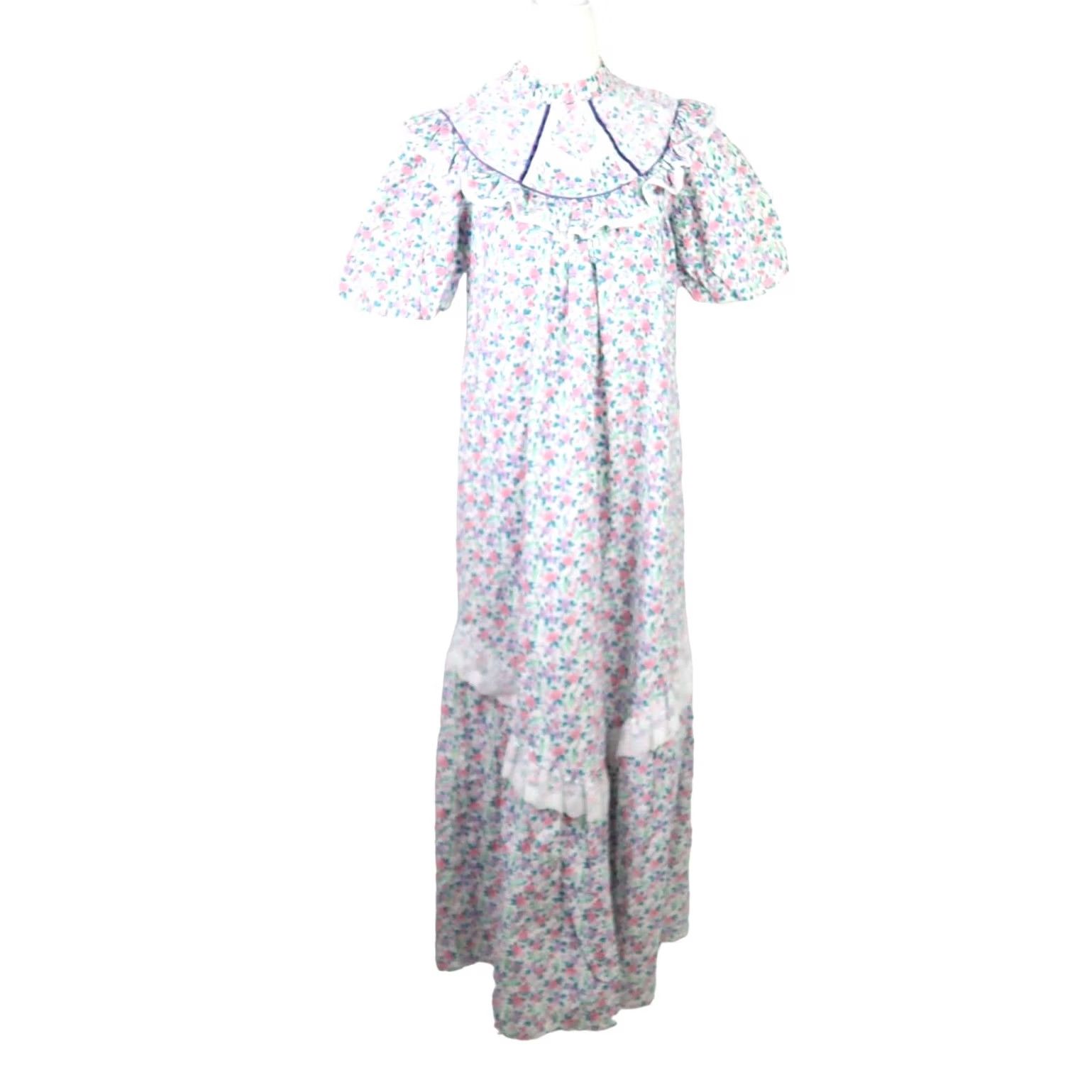 Vintage VINTAGE Liberty House Hawaii Maxi Dress Shirt Girls 5 White Floral Bohemian 1970s Cotton Casual Autumn Size S / US 4 / IT 40 - 2 Thumbnail