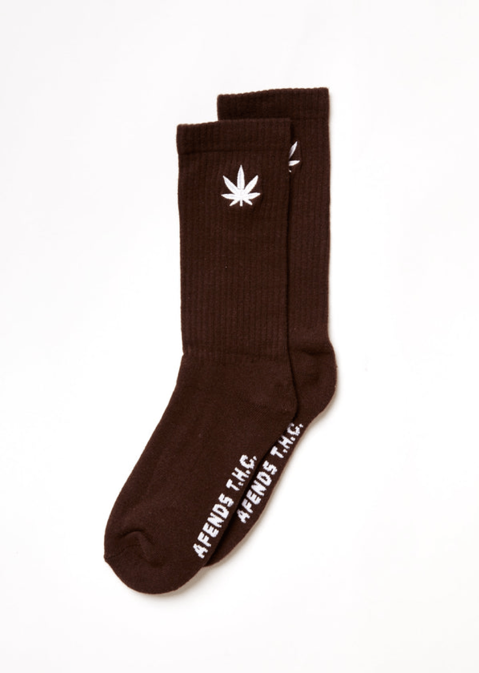Afends BNWT Afends - Happy Hemp Weed Crew Socks / Coffee Brown Size ONE SIZE - 1 Thumbnail
