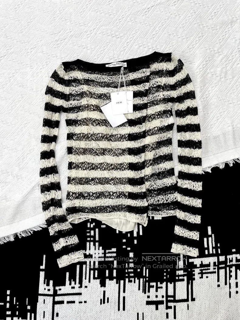 Dior Dior 25 early autumn black and white striped knitted long Size XS / US 0-2 / IT 36-38 - 1 Thumbnail