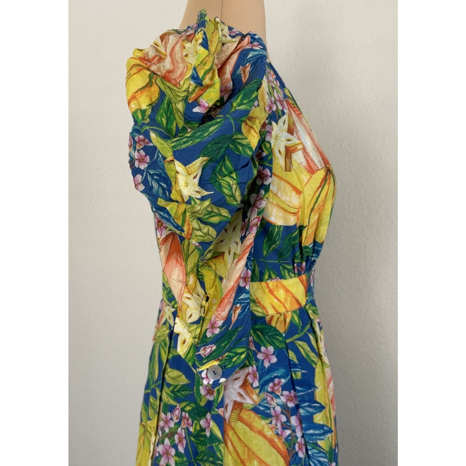 Farm Rio FARM RIO Star Fruits Tropical Puff Sleeve Midi Boho Dress XS Size XS / US 0-2 / IT 36-38 - 7 Thumbnail