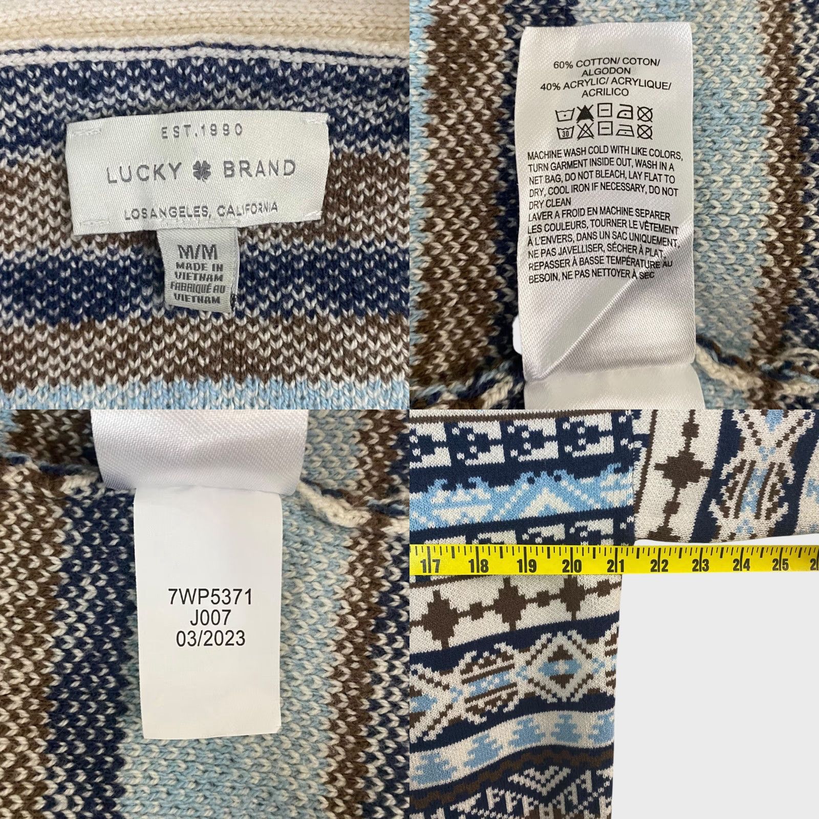 Lucky Brand Lucky Brand Aztec Sweater Cardigan Women's M Multicolor Knit Open Pockets Geometric Bohemian Classic Tribal Long-Sleeve Size M / US 6-8 / IT 42-44 - 8 Thumbnail