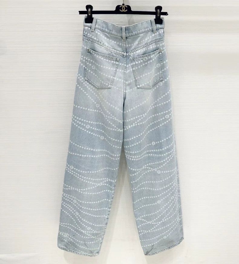 Chanel Chanel 25 pearl chain wide-leg jeans Size 25" / US 0 / IT 36 - 2 Thumbnail
