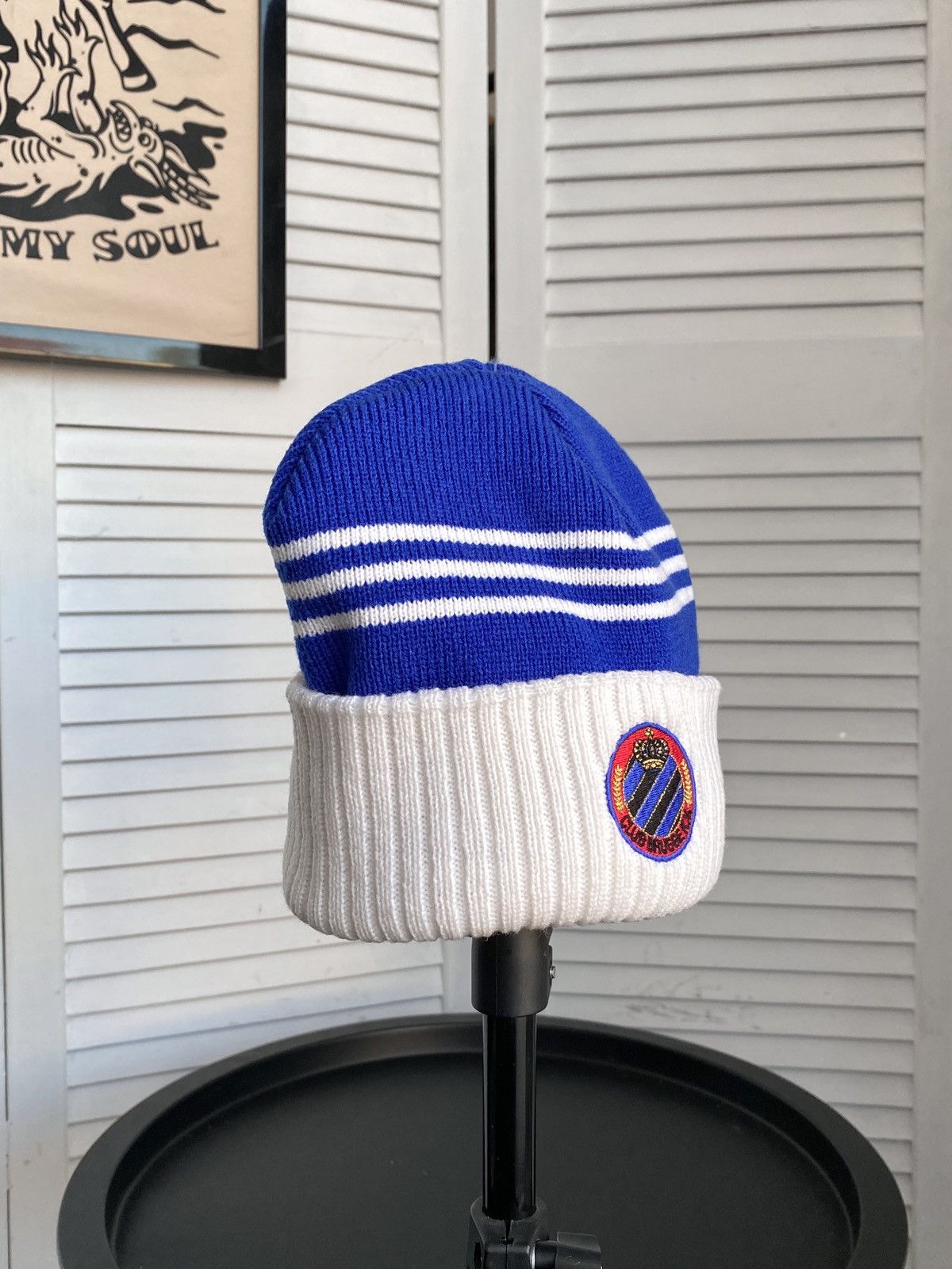 Adidas × Vintage Vintage 90s Adidas Club Brugge KV Soccer Striped Beanie Hat Size ONE SIZE - 8 Thumbnail