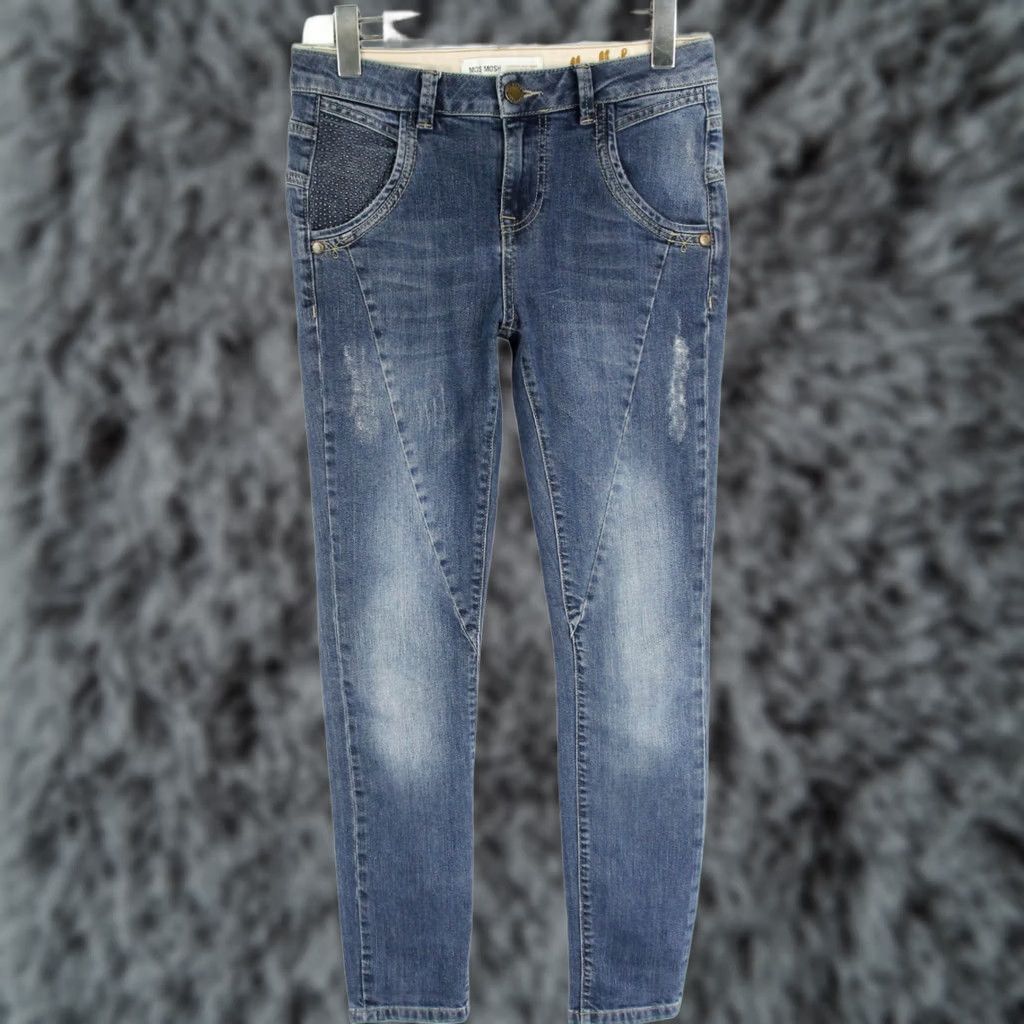 Vintage MOS MOSH Linton Jeans Women's W26 Slim Distressed Faded Stretch Blue Size 26" / US 2 / IT 38 - 1 Thumbnail