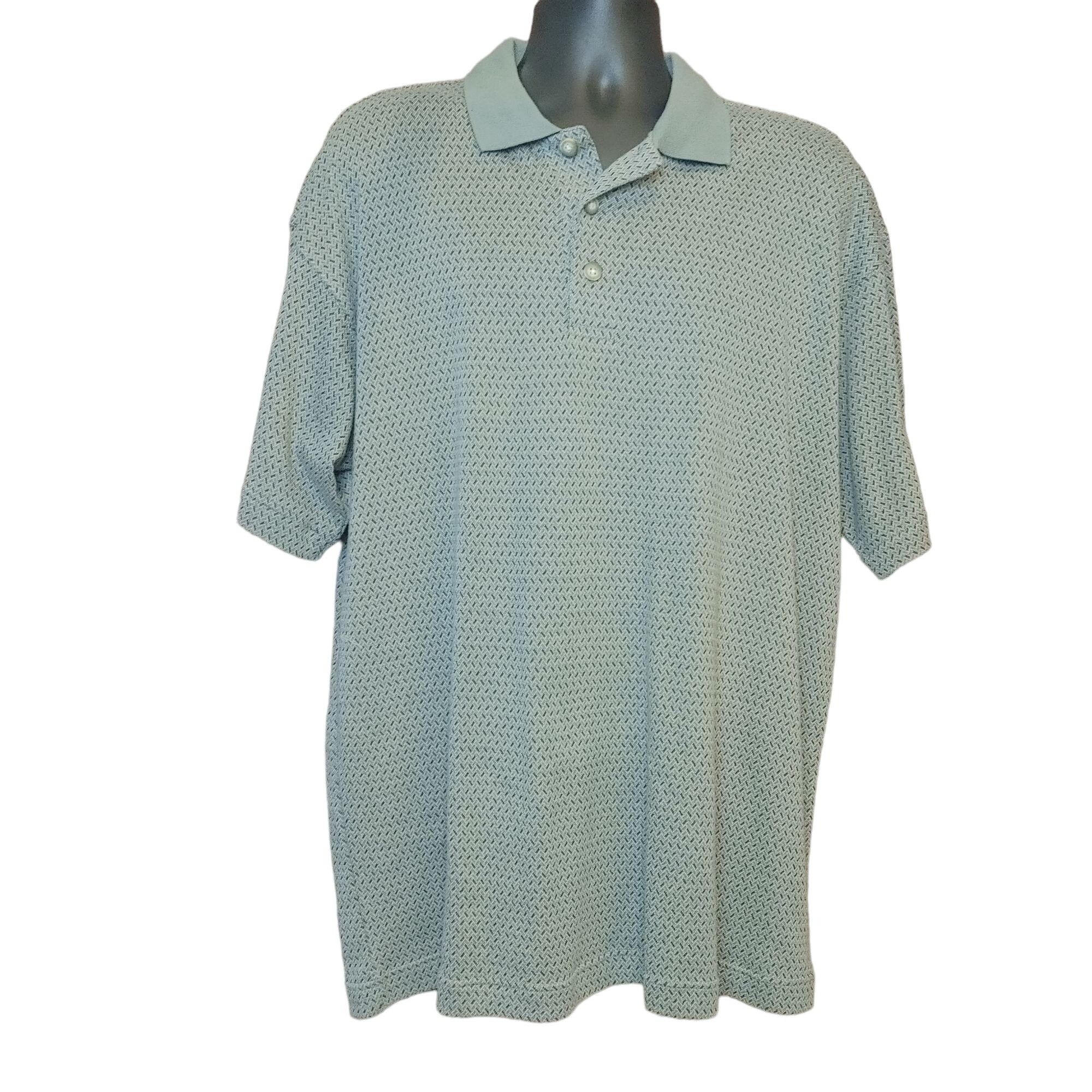 Perry Ellis PERRY ELLIS Mens L Gray Blue Houndstooth Short Sleeve Polo S Size US L / EU 52-54 / 3 - 1 Thumbnail