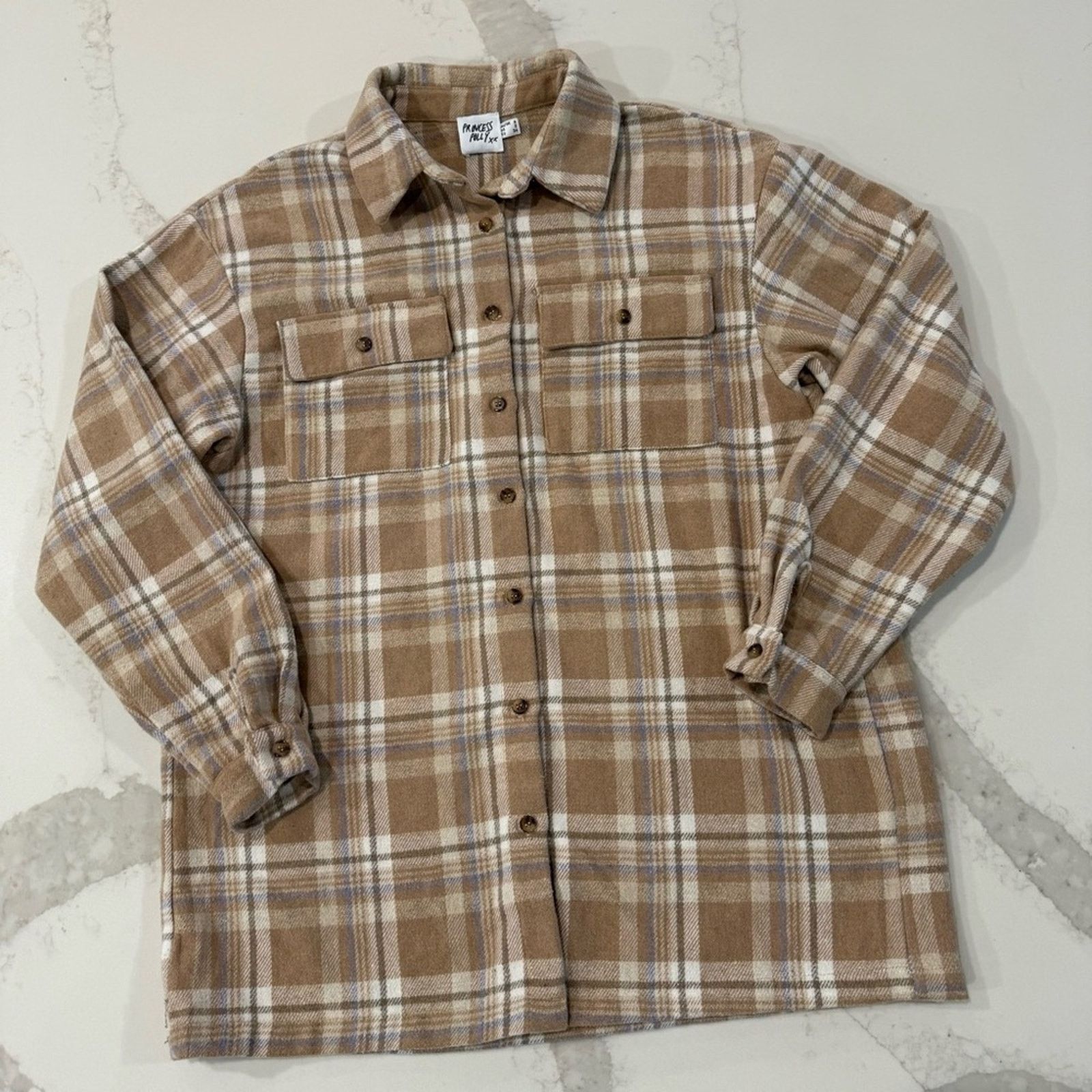PRINCESS POLLY Princess Polly Mila Plaid Flannel Button Up Shirt Women’s 2 Size XS / US 0-2 / IT 36-38 - 1 Thumbnail