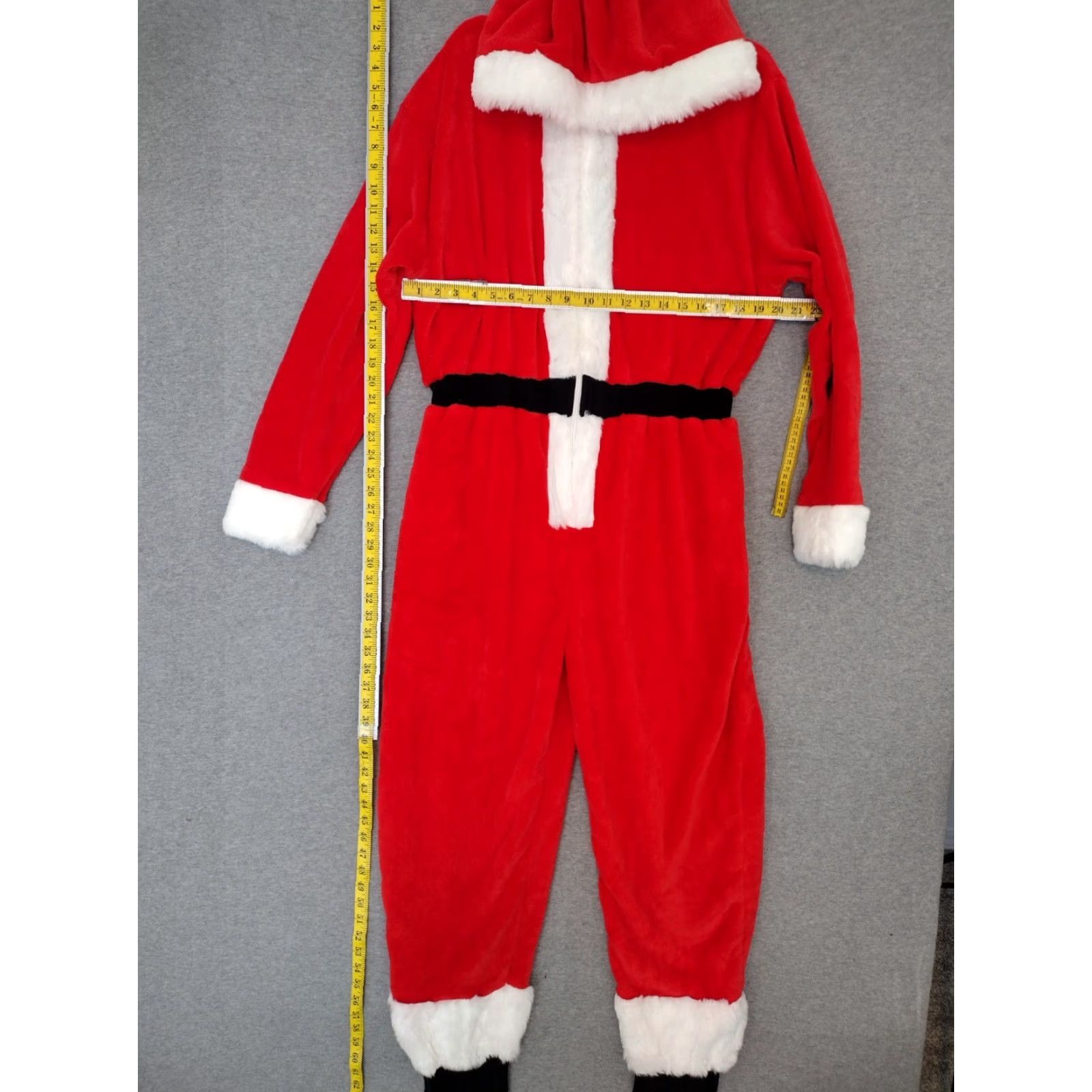 Vintage Alexander Del Rossa Unisex Fleece One Piece Santa Suit Pajamas Red L Size 42R - 5 Thumbnail