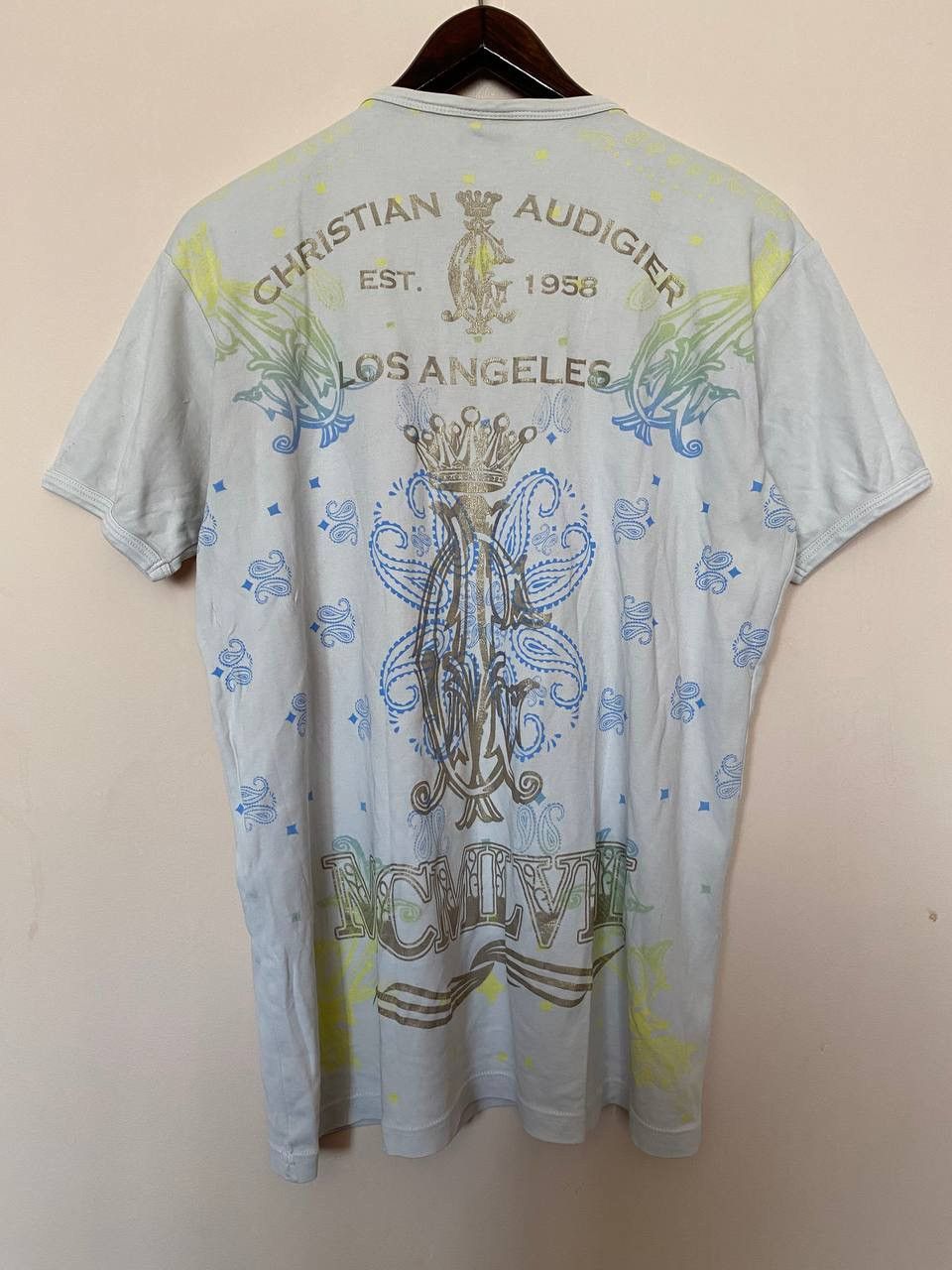 Christian Audigier Vintage Rare Christian Audigier Ed Hardy White Skull Rose Size US XXL / EU 58 / 5 - 9 Thumbnail