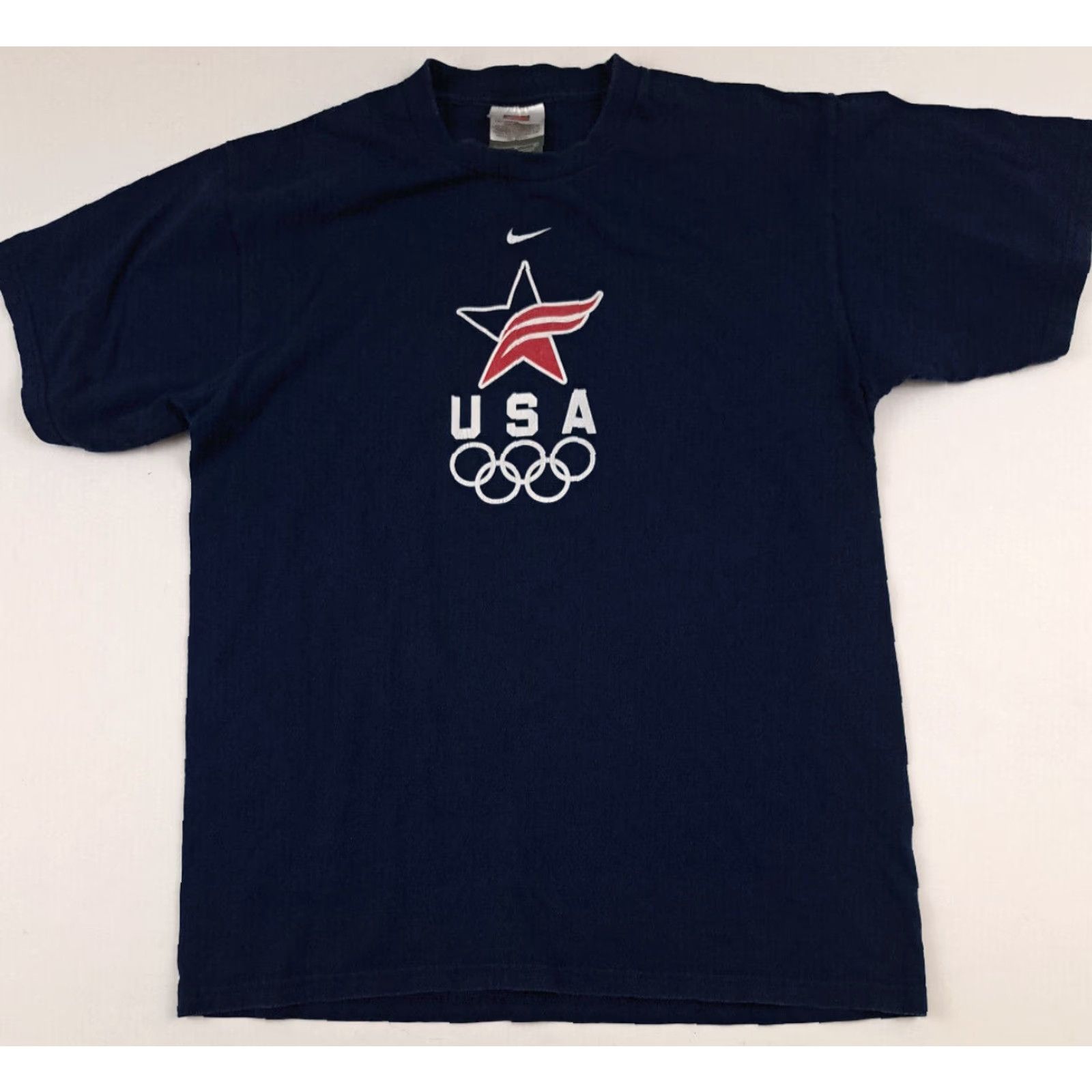 Nike Vintage Nike USA Olimpics Center Swoosh Star Navy T-Shirt 90s Medium Size US M / EU 48-50 / 2 - 2 Thumbnail