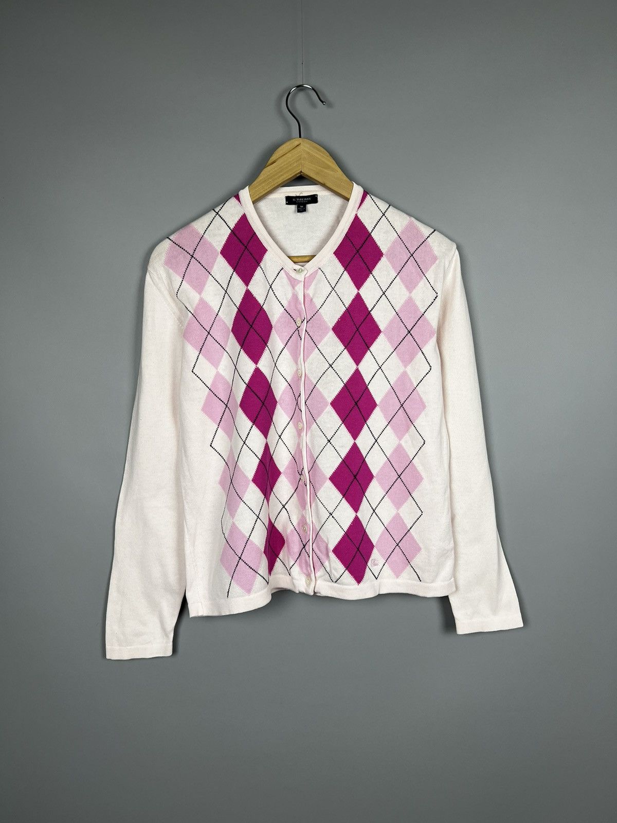 Burberry (M) Women's vintage Burberry check Cardigan sweater pink Size M / US 6-8 / IT 42-44 - 1 Thumbnail