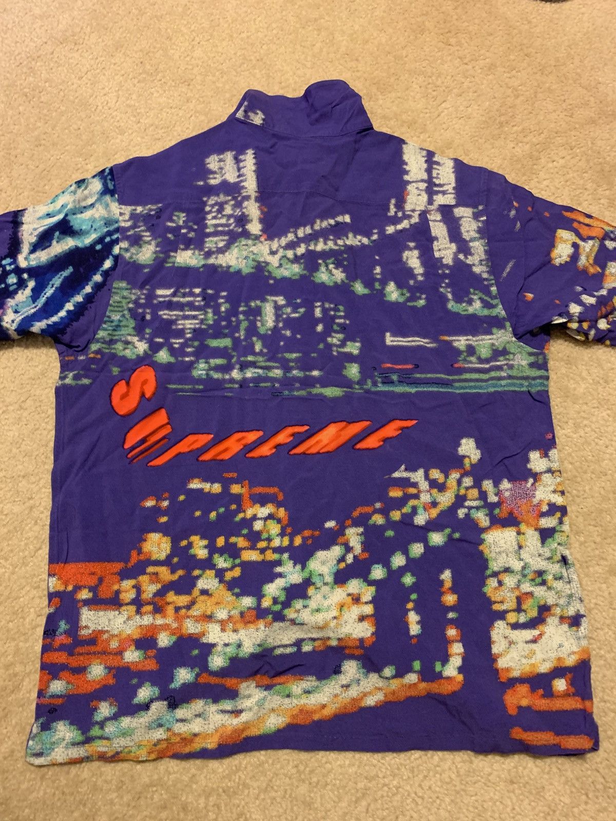 Supreme Supreme City Lights Rayon S/S Shirt Purple Size M Size US M / EU 48-50 / 2 - 2 Thumbnail