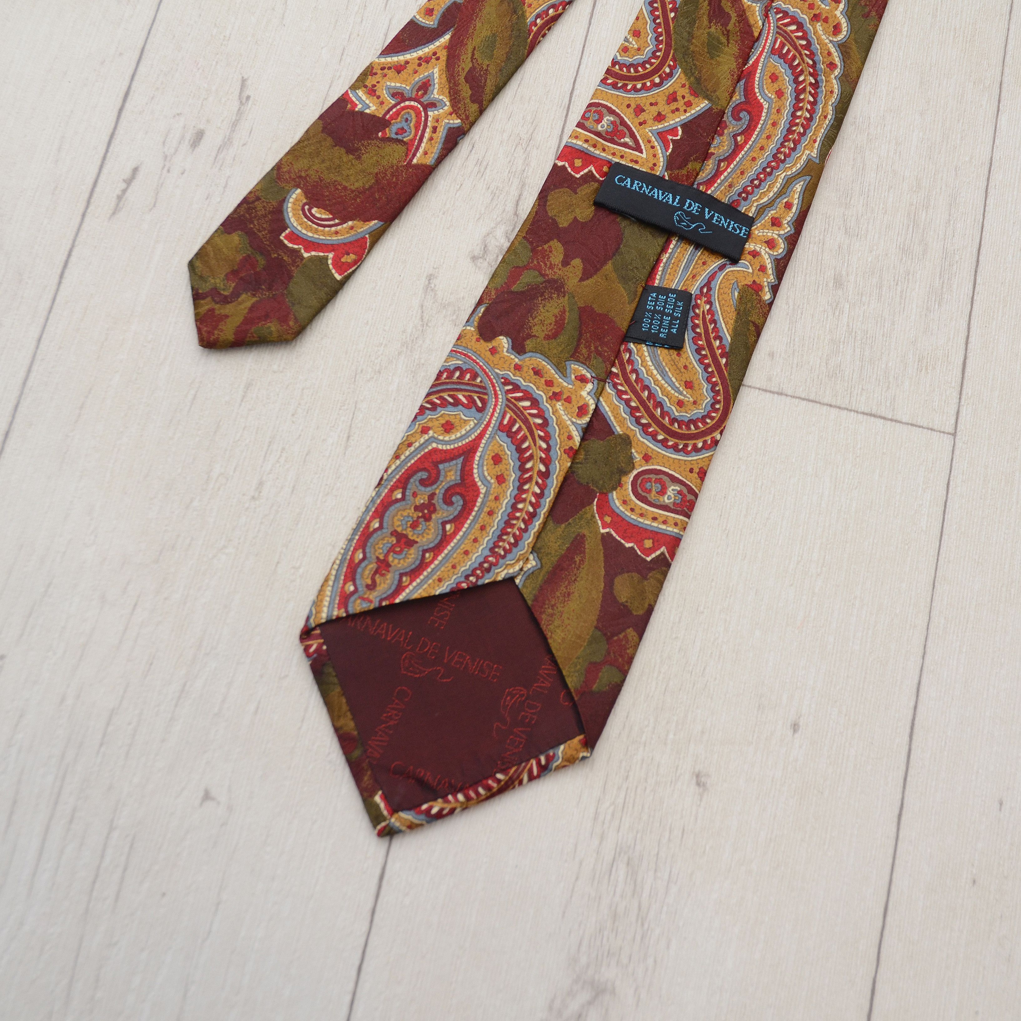 Vintage Vintage Tie CARNAVAL DE VENISE 100% Silk Floral Boho 70's Size ONE SIZE - 5 Thumbnail