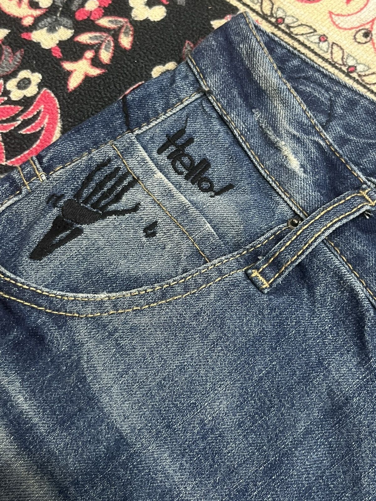 Hysteric Glamour Vintage Lolita “Doodles Skull” Distressed Blue Washed Jeans Size US 32 / EU 48 - 5 Thumbnail