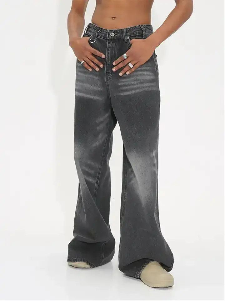 Japanese Brand Y2K Washed Black Retro Straight Wide-leg Jean Size US 32 / EU 48 - 4 Thumbnail