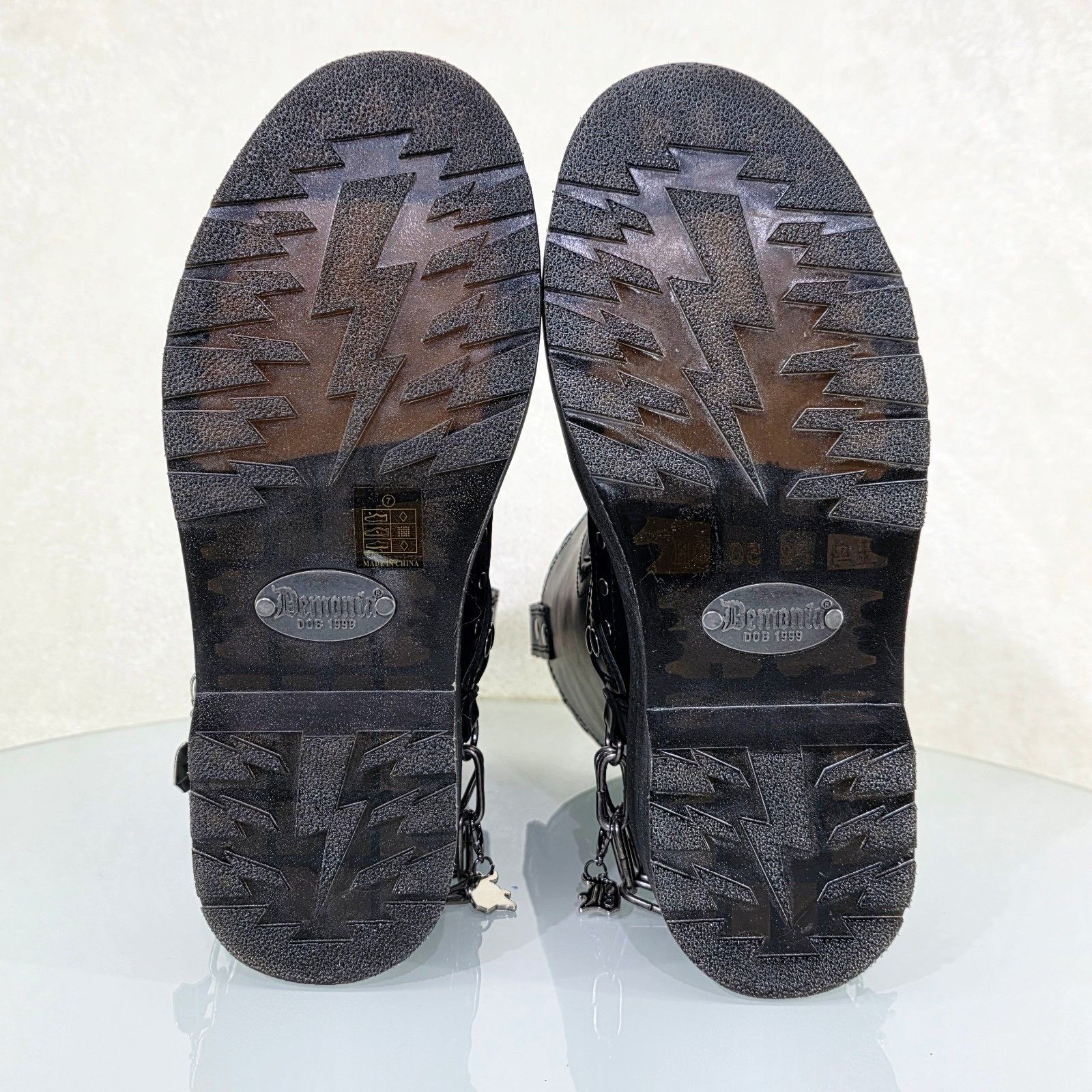 Other Rebel Goth Punk Engineer Western Mid Calf Boots Skull Chains Size US 8 / IT 38 - 3 Thumbnail